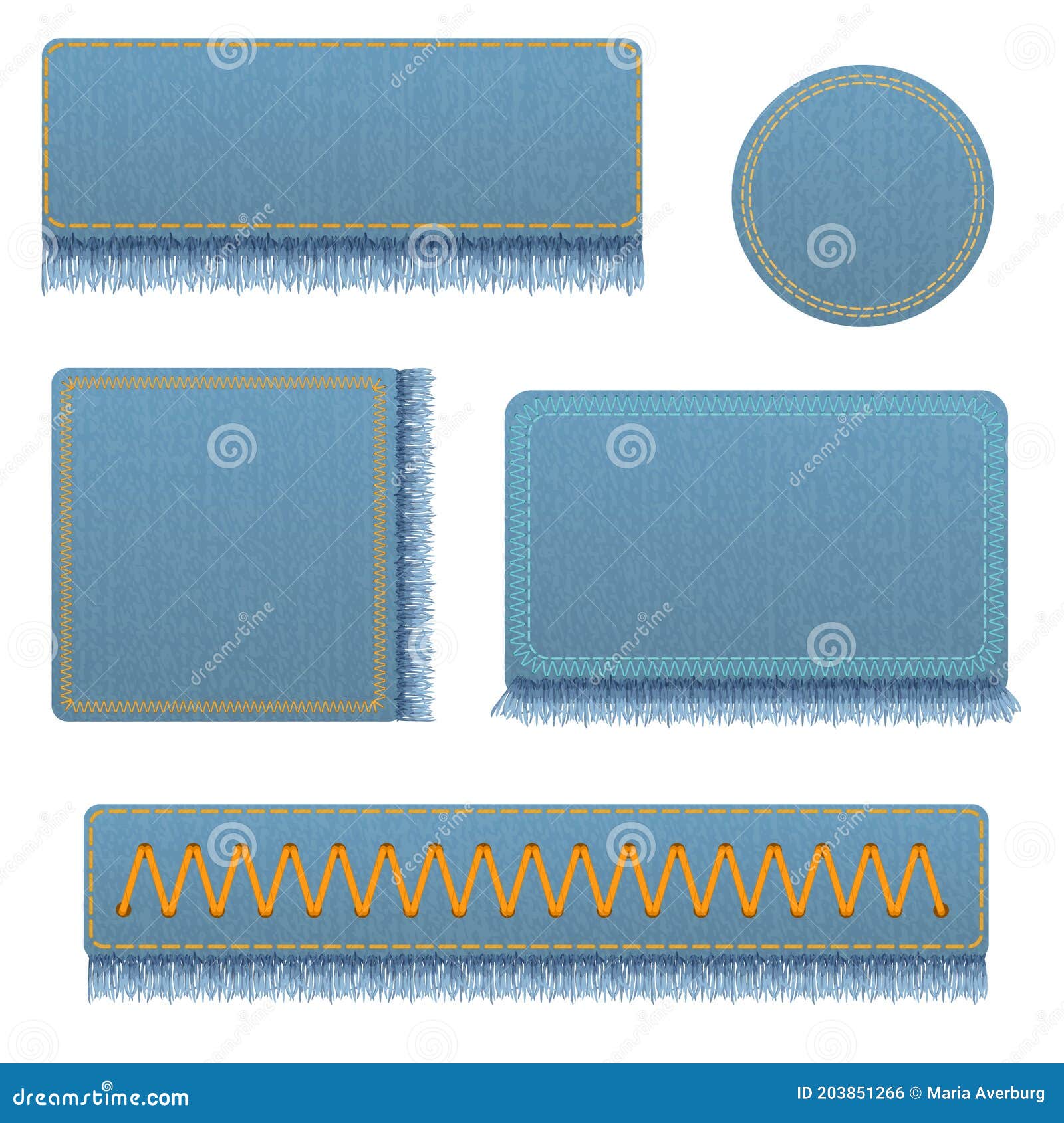 Vector Set of Realistic Banners of Jeans. Realistic Denim Banner with