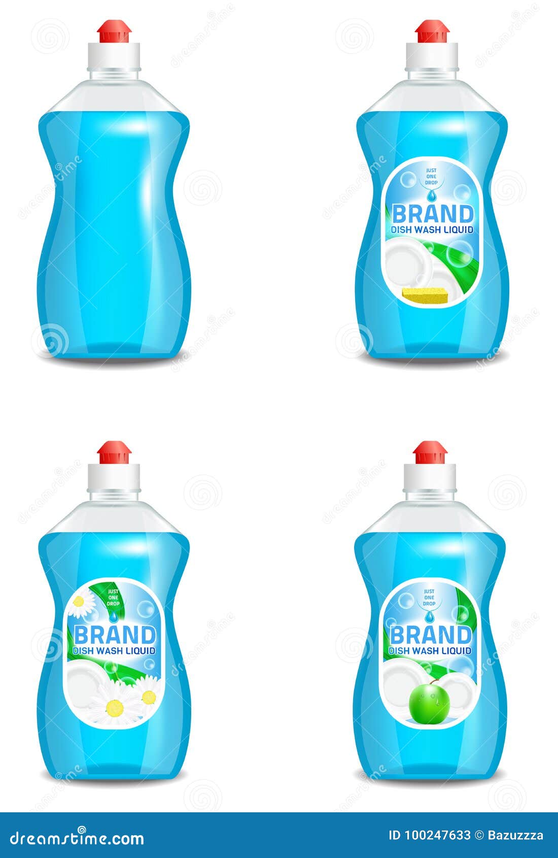 Vector Set Of Realistic Dishwashing Liquid Product Icons, 43% OFF