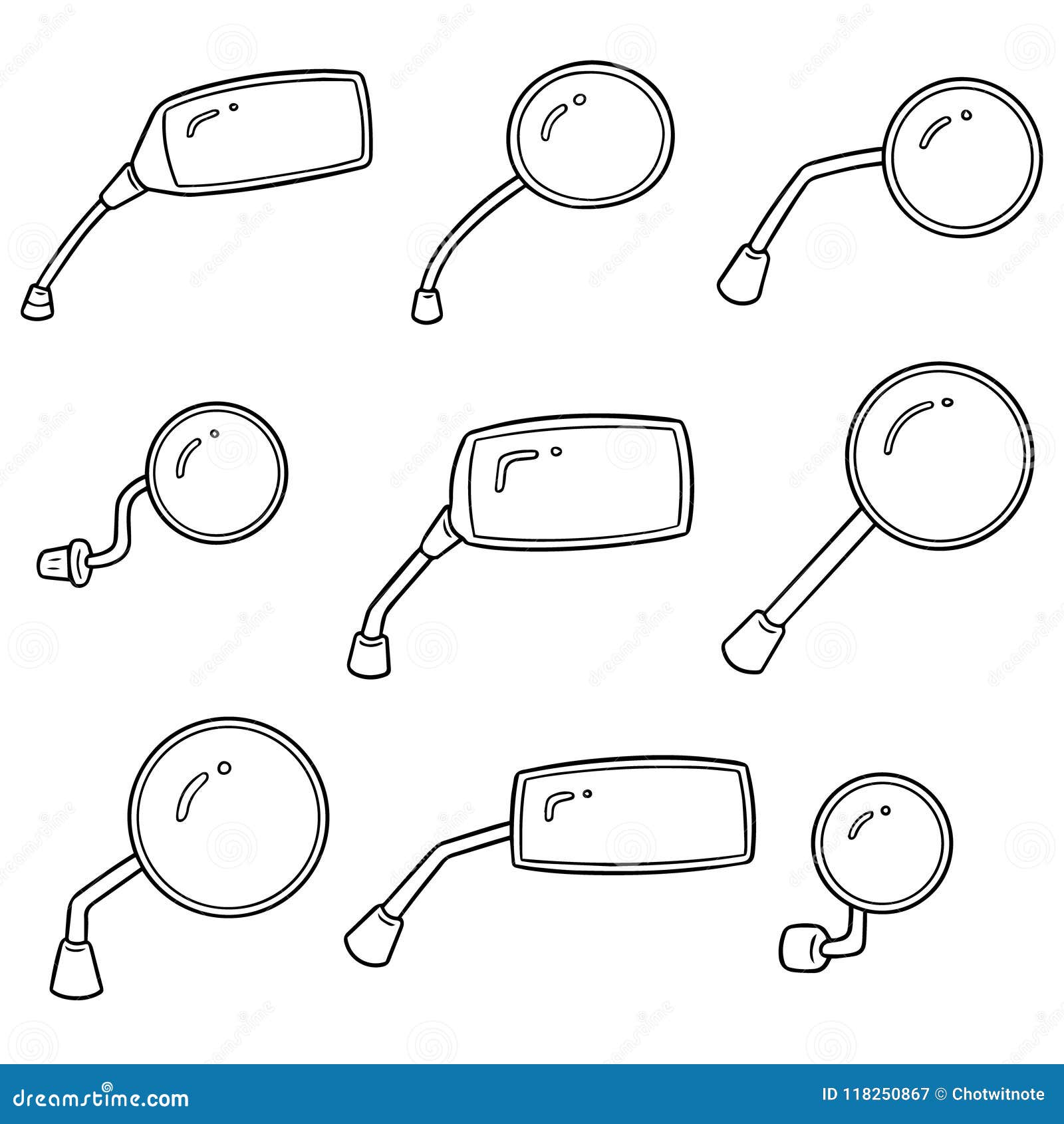 Vector Set of Rear View Mirror Stock Vector Illustration of design