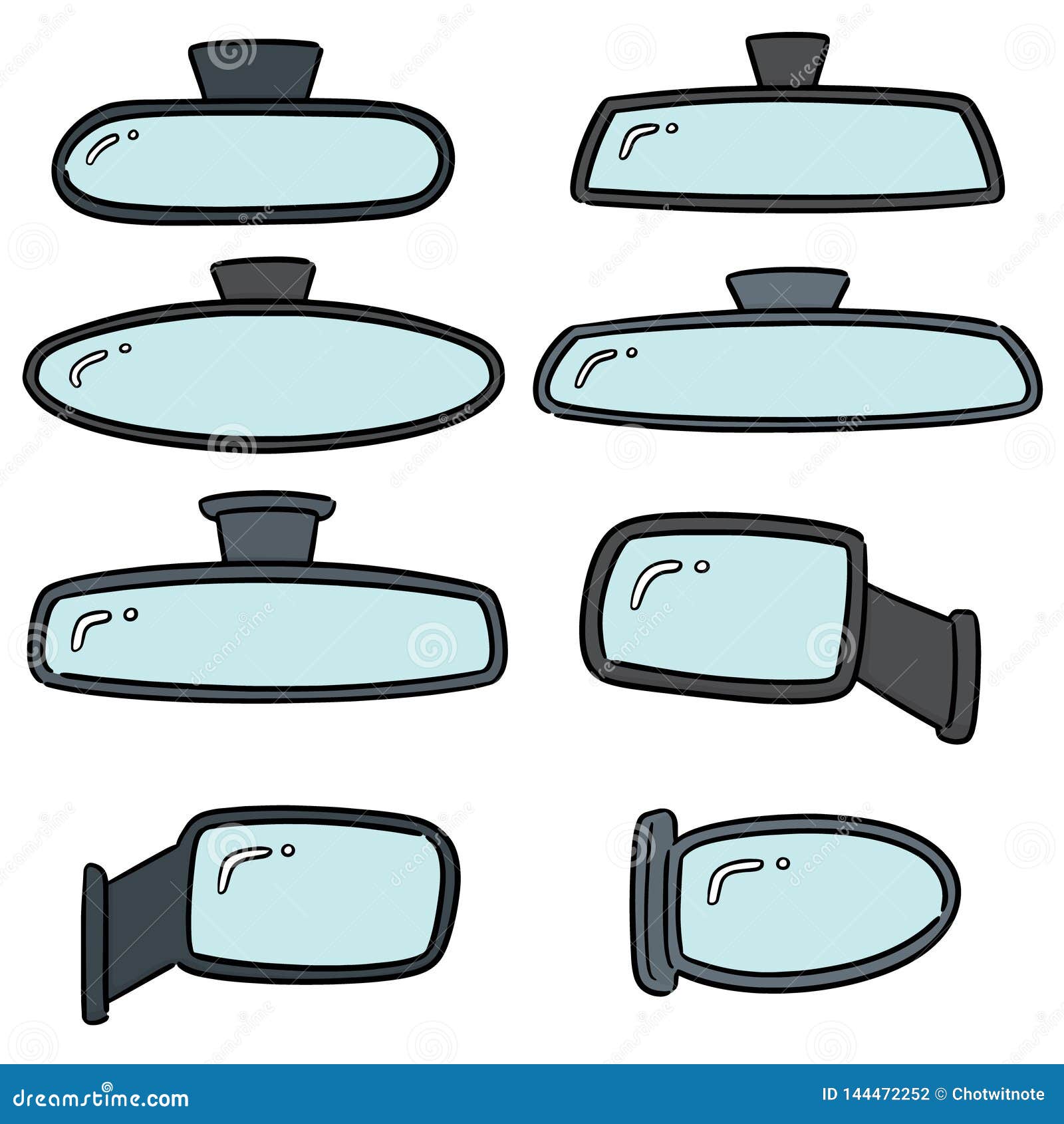 Vector Set of Rear View Mirrors Stock Vector Illustration of round