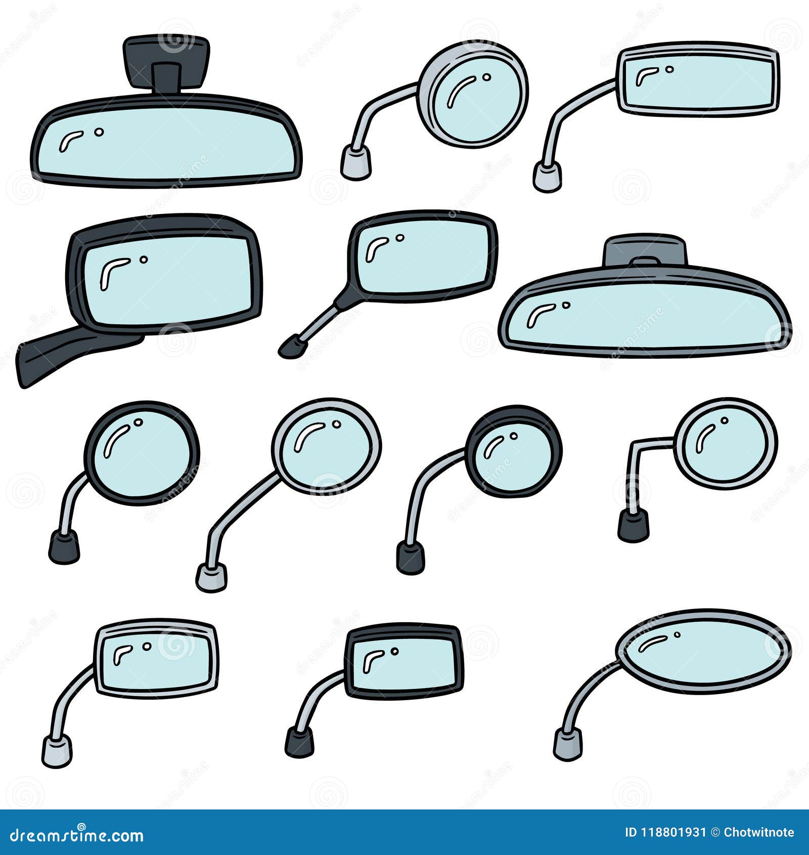 Vector Set of Rear View Mirrors Stock Vector Illustration of bike