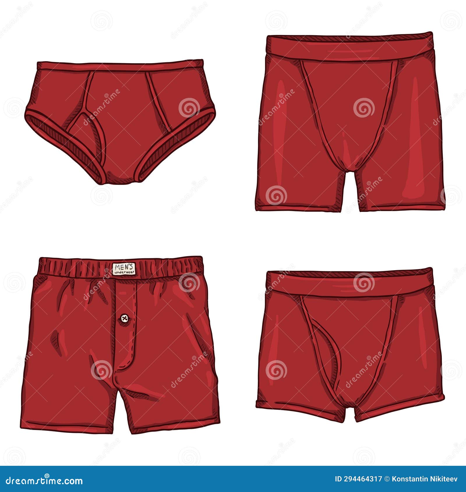 Vector Set of Red Mens Underwear Stock Vector - Illustration of boxers,  garment: 294464317