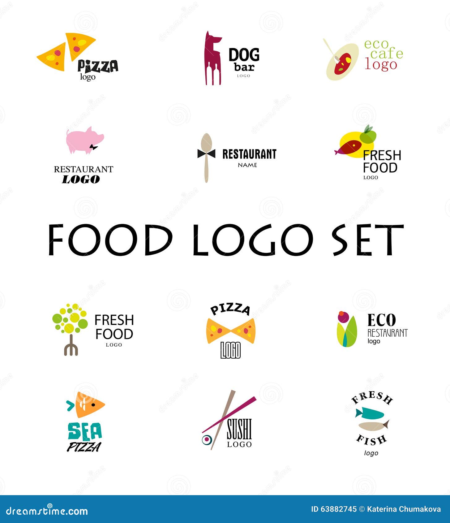 Vector Set Of Restaurant Logo Design Tempaltes Stock Vector Illustration Of Black Elegant