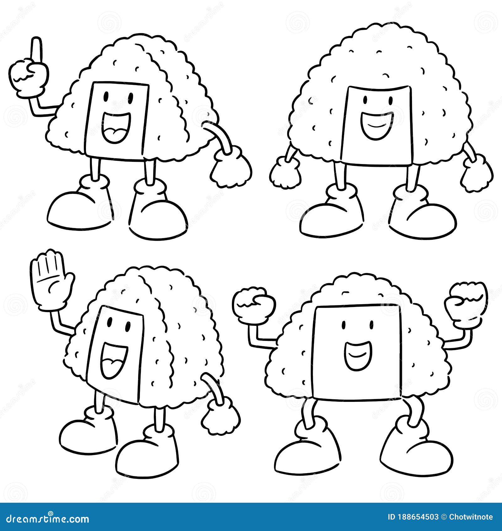 Vector Set of Rice Ball Cartoon Stock Vector Illustration of healthy