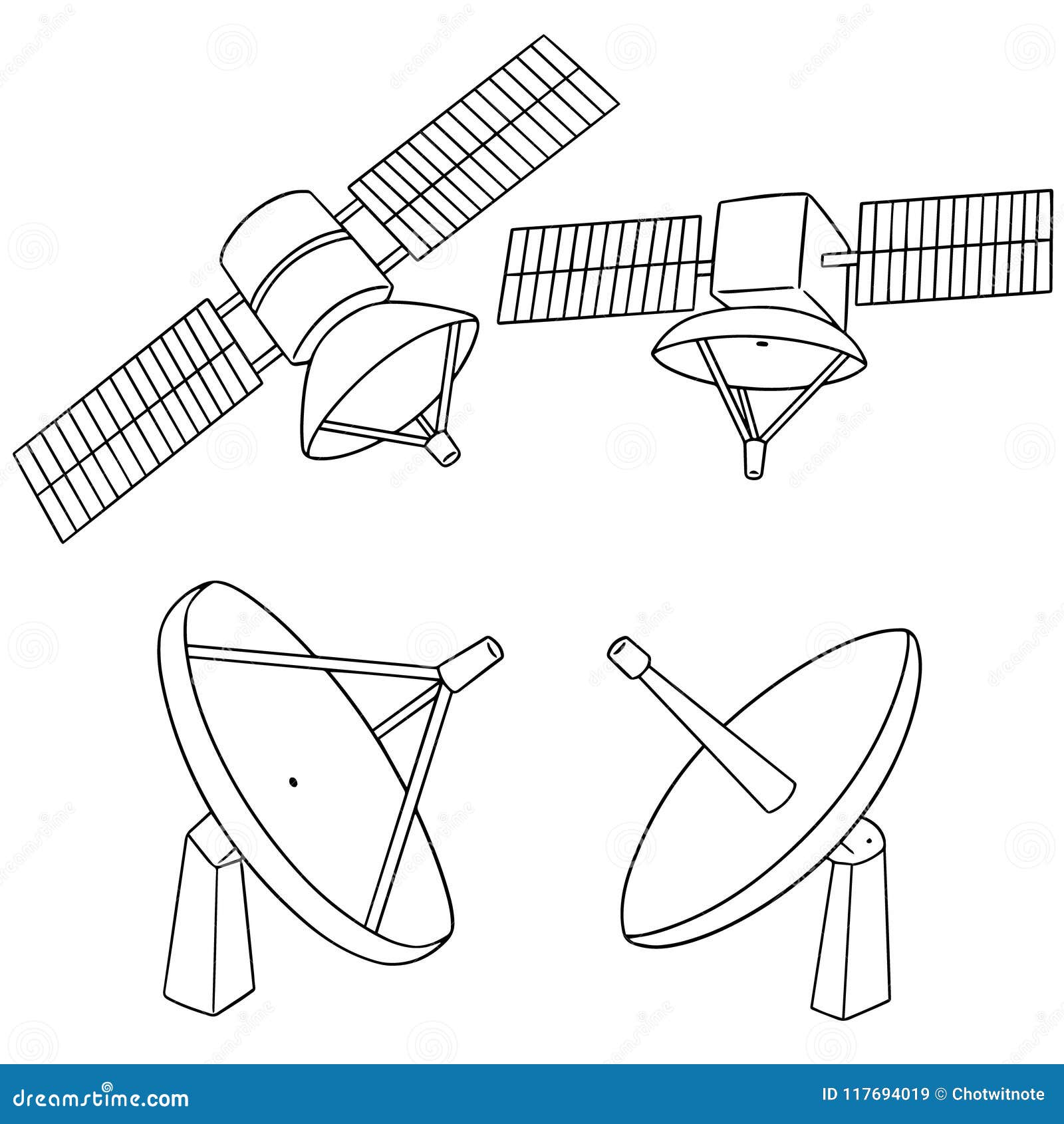 Vector set of satellite stock vector. Illustration of mobile - 117694019