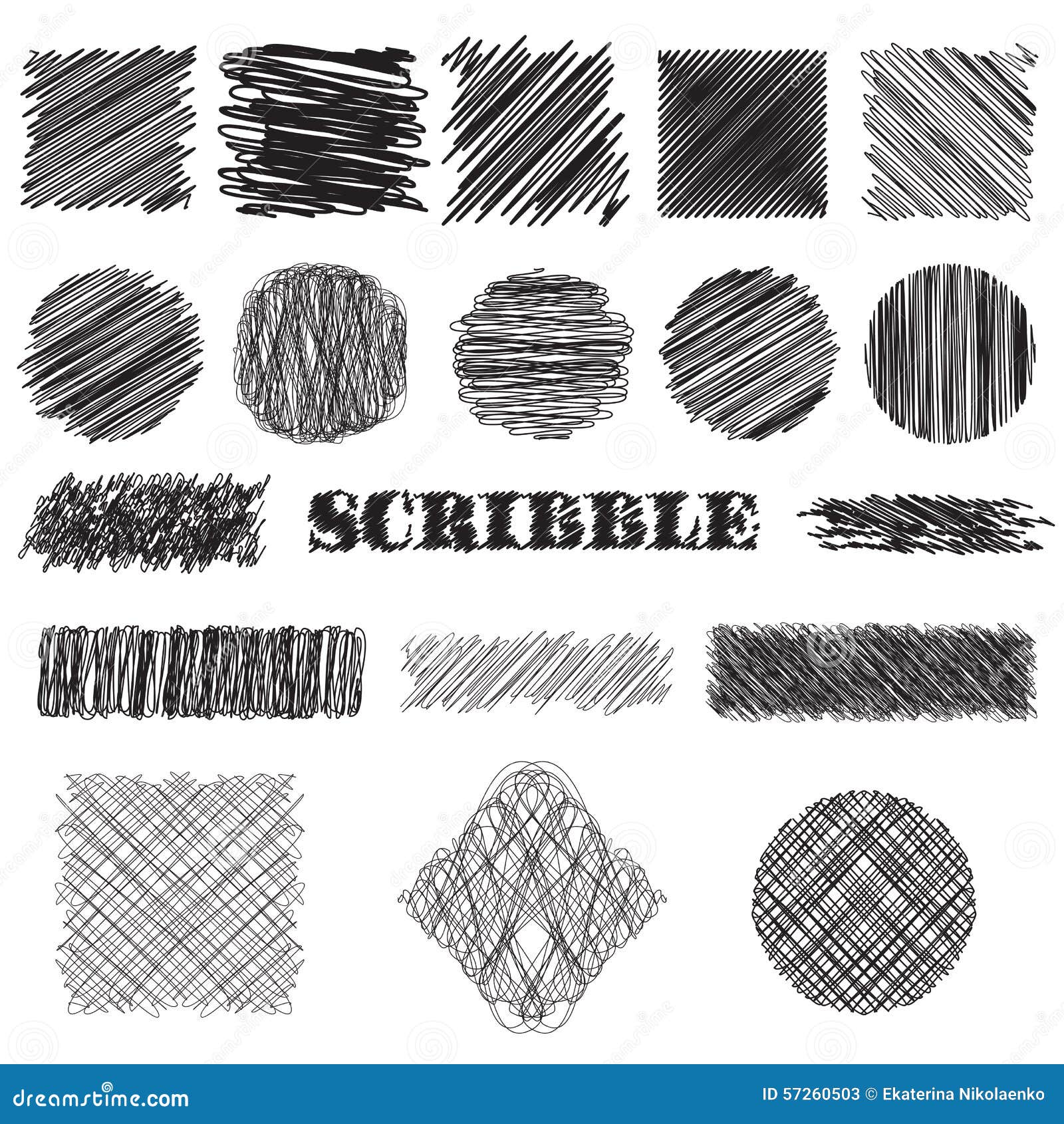  set of scribble brushes. collection of ink lines, set of hand drawn textures