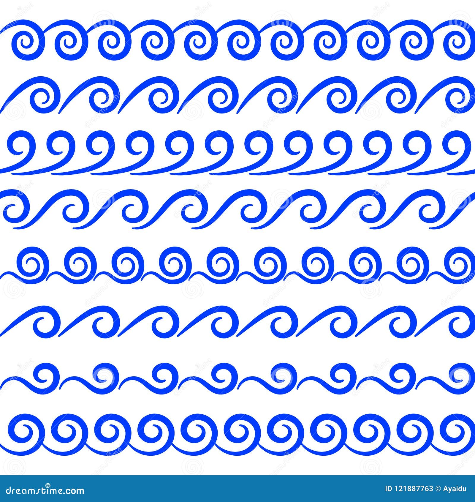 Vector Set of Seamless Abstract Wave Brushes Stock Vector