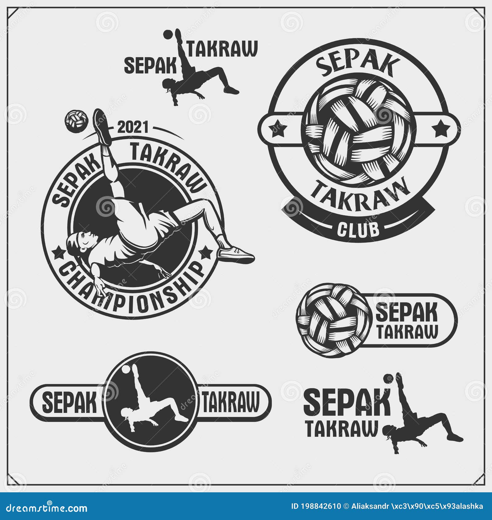 Vector Set Sepak Takraw Fitness Emblems Labels Vector Set Sepak Takraw Fitness Emblems Labels Athletes 198842610 