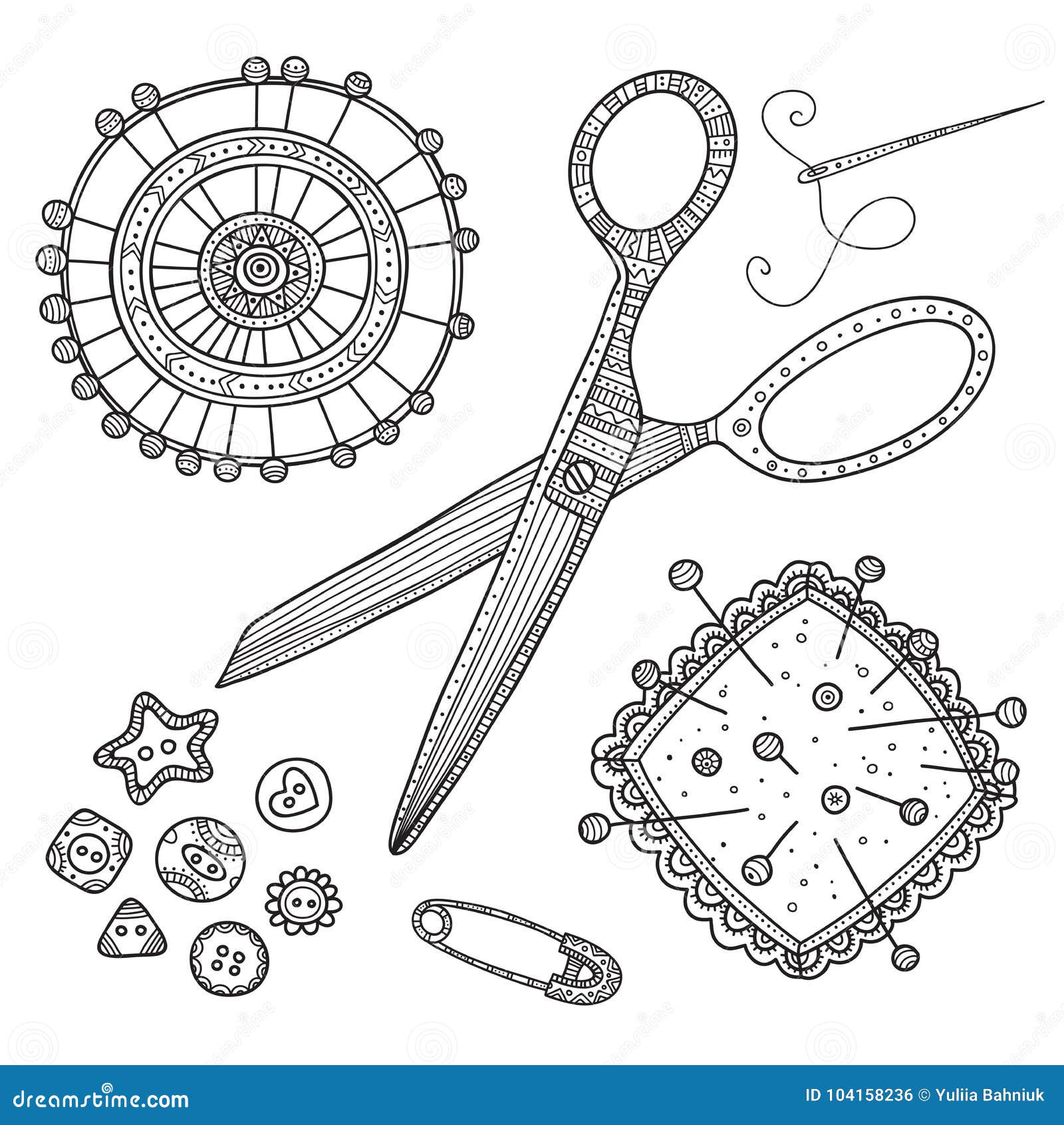 Download Vector set of sewing tools stock vector. Illustration of repair - 104158236
