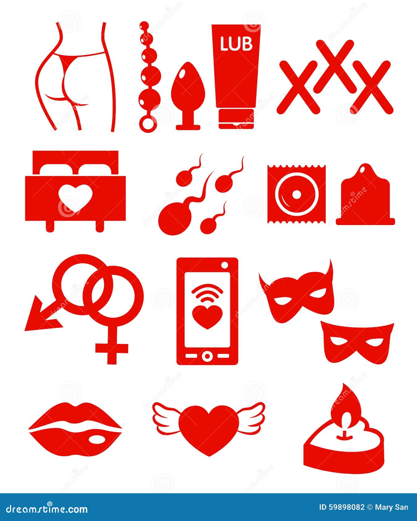 Vector Set Of Sex Shop Icons Stock Vector Illustration Of Candle Sperm 59898082 