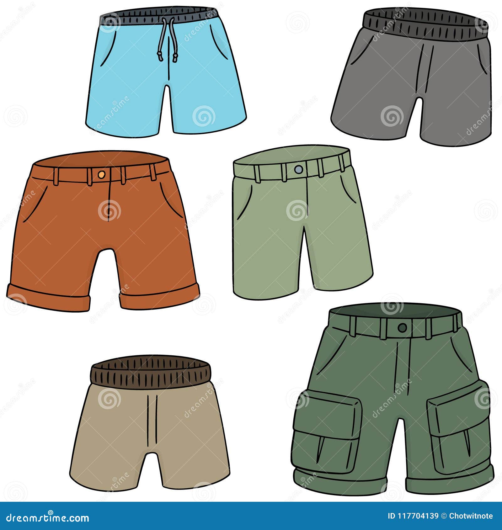 Vector set of shorts stock vector. Illustration of cartoon - 117704139