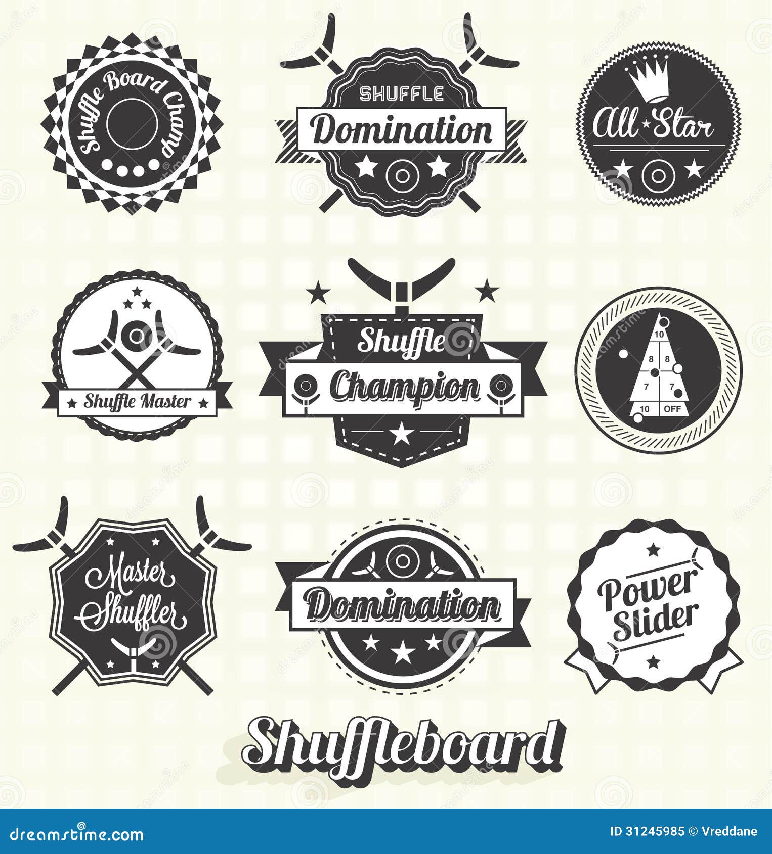 Vector Set Shuffleboard Labels and Icons Stock Vector Illustration