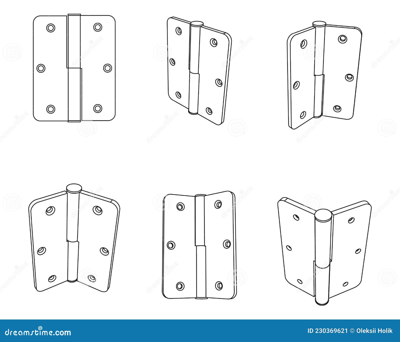 Vector Set of Simple Door Hinge Stock Vector Illustration of metal
