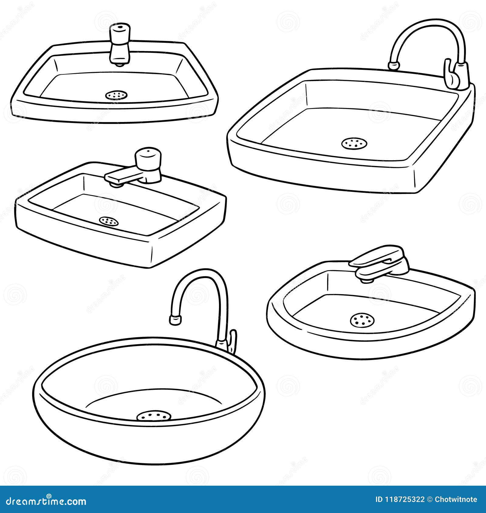 Vector set of sink stock vector. Illustration of deco - 118725322