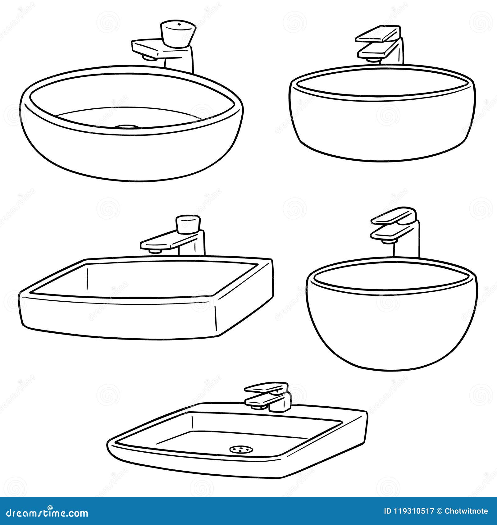 Vector set of sink stock vector. Illustration of deco - 119310517