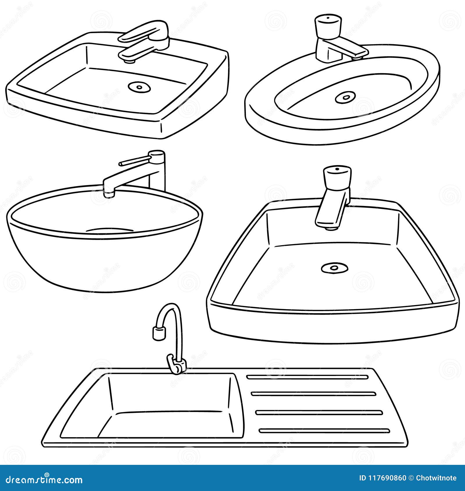 Vector set of sink stock vector. Illustration of object - 117690860