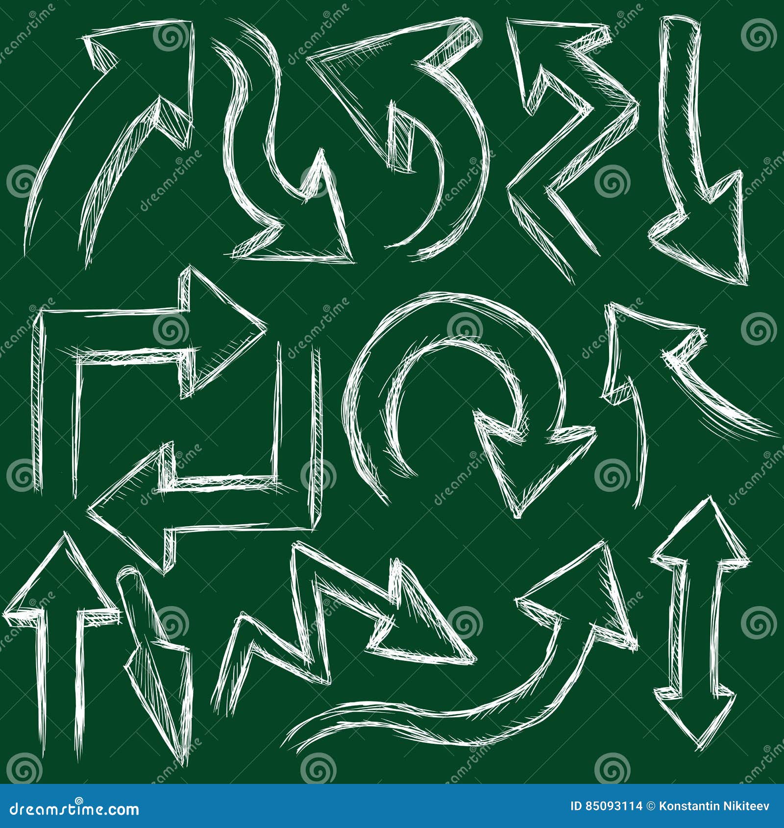 Vector Set of Sketch Chalk Arrows Stock Vector Illustration of clip, collection 85093114