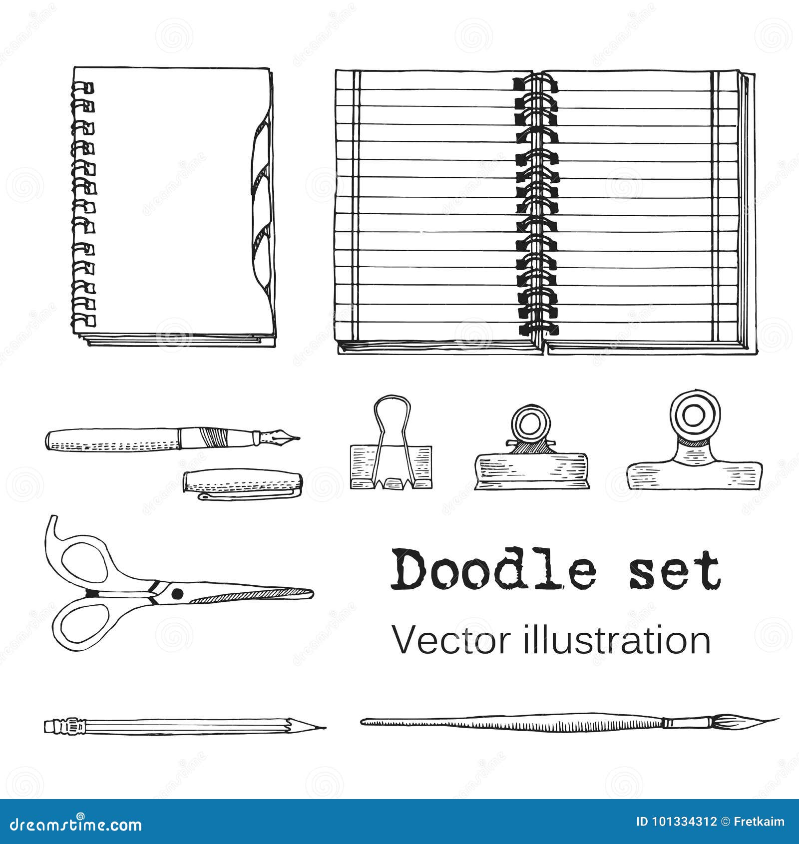 Vector Set of Sketch Notebooks, Notepads and Diaries. Office stuff