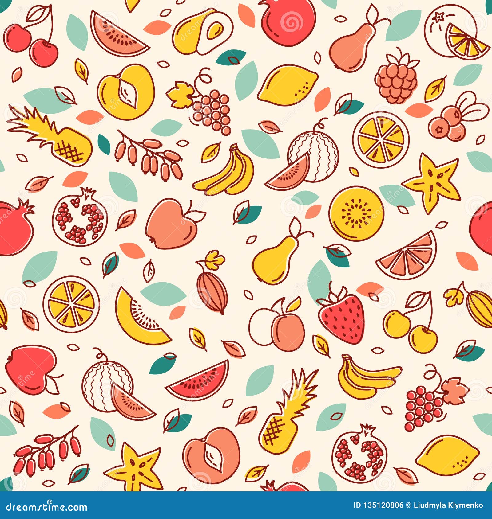 seamless vector retro pixel game fruits pattern Stock Vector Image