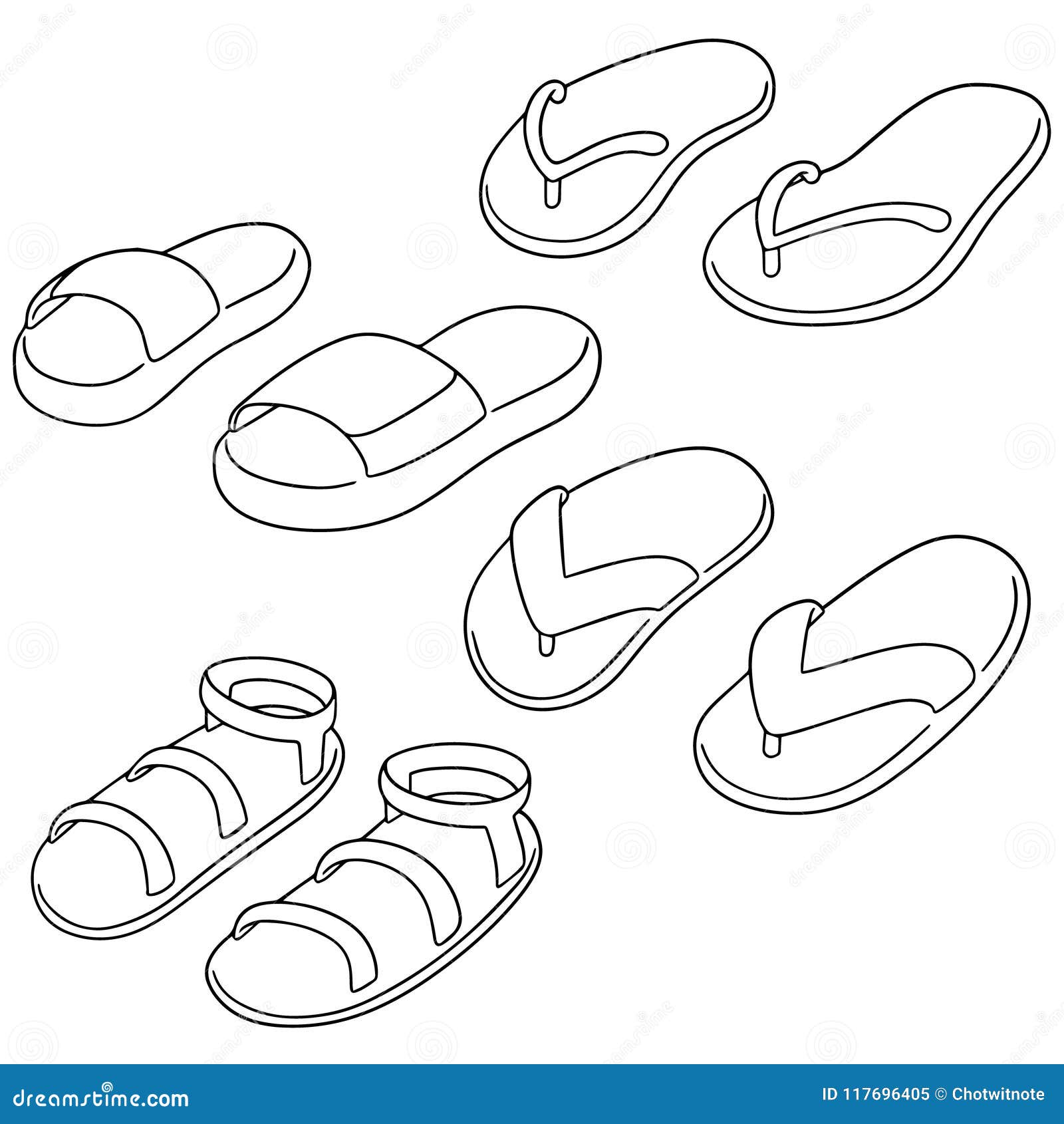 Vector set of slippers stock vector. Illustration of decorative - 117696405