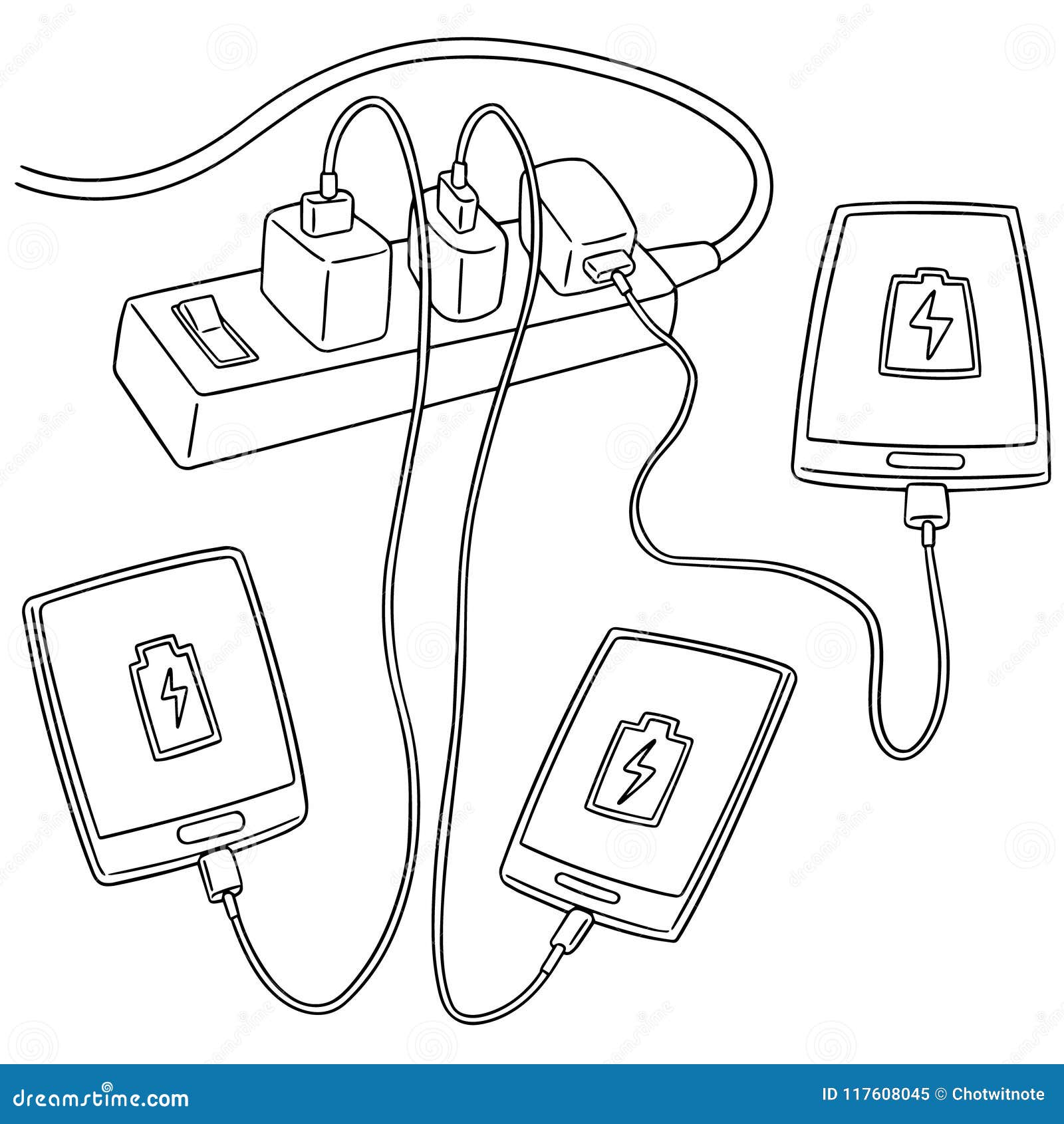 Vector Set of Smartphone Charging Stock Vector Illustration of