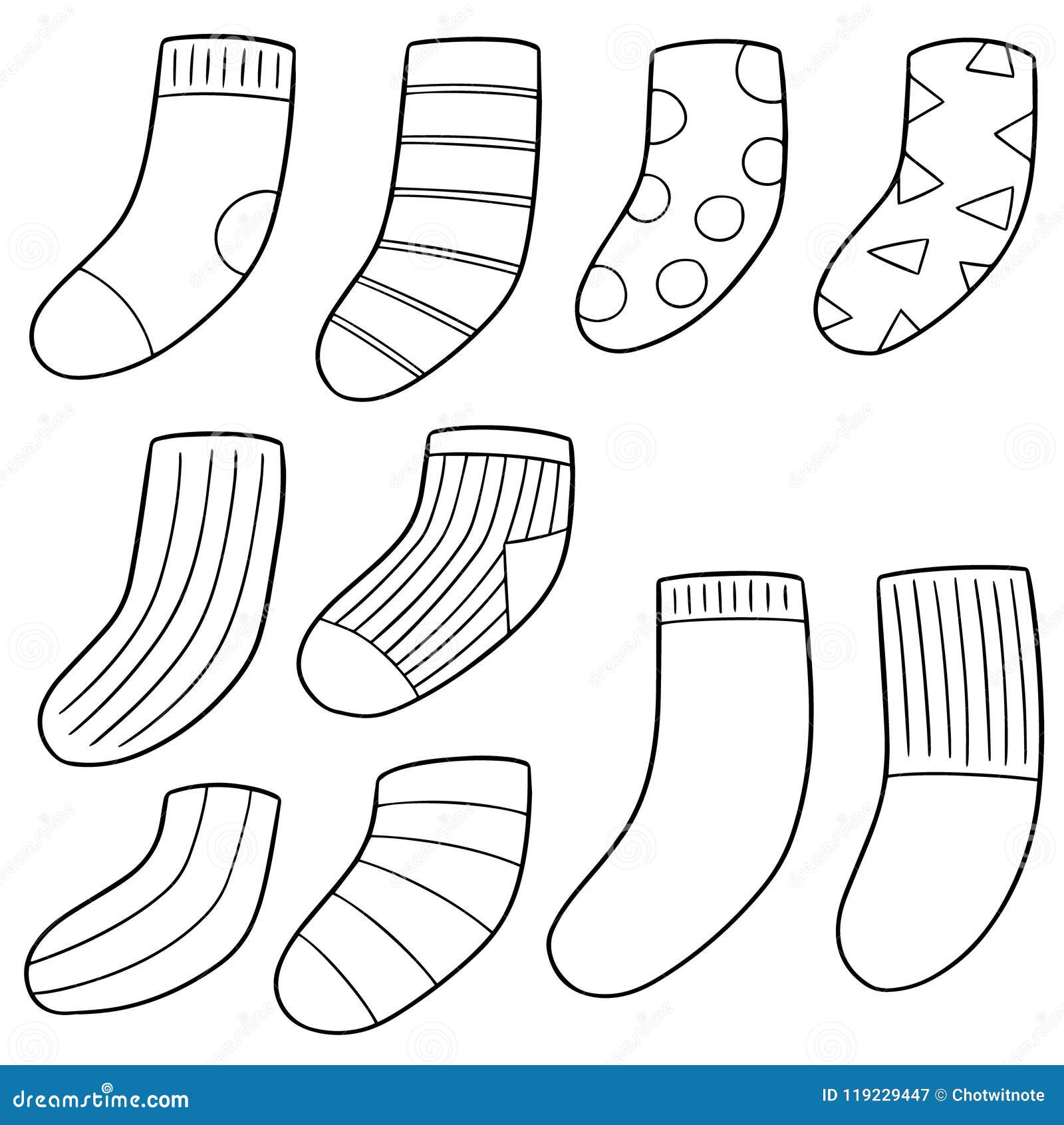 Vector set of socks stock vector. Illustration of pattern - 119229447