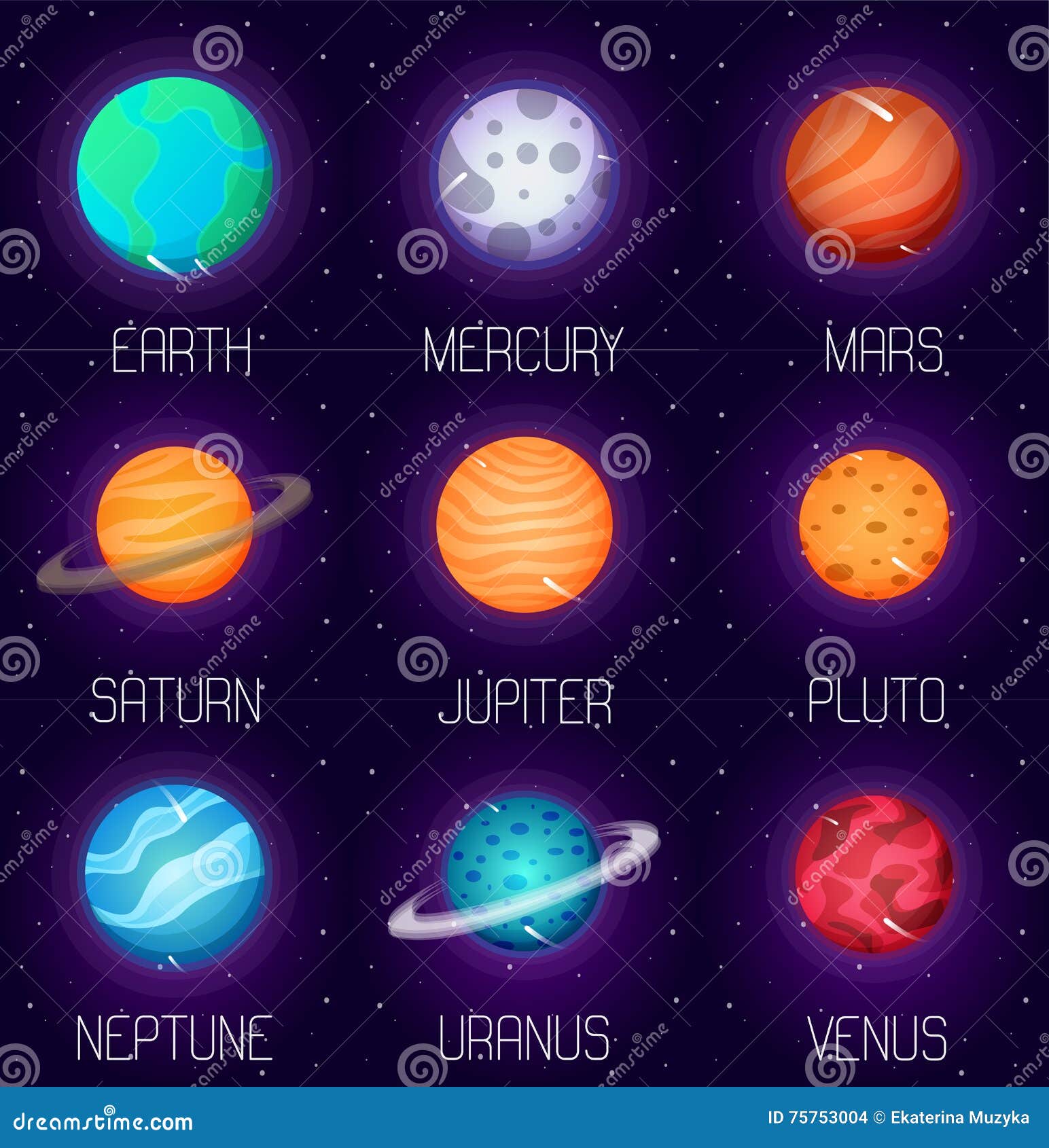 Vector Set Of Solar System Planets In Cartoon Style Outer Space Design Elements And Icons Stock Vector Illustration Of Mercury Mars Vector Set Of Solar System Planets In Cartoon Style Outer Space Design Elements And Icons Stock Vector Illustration Of Mercury Mars