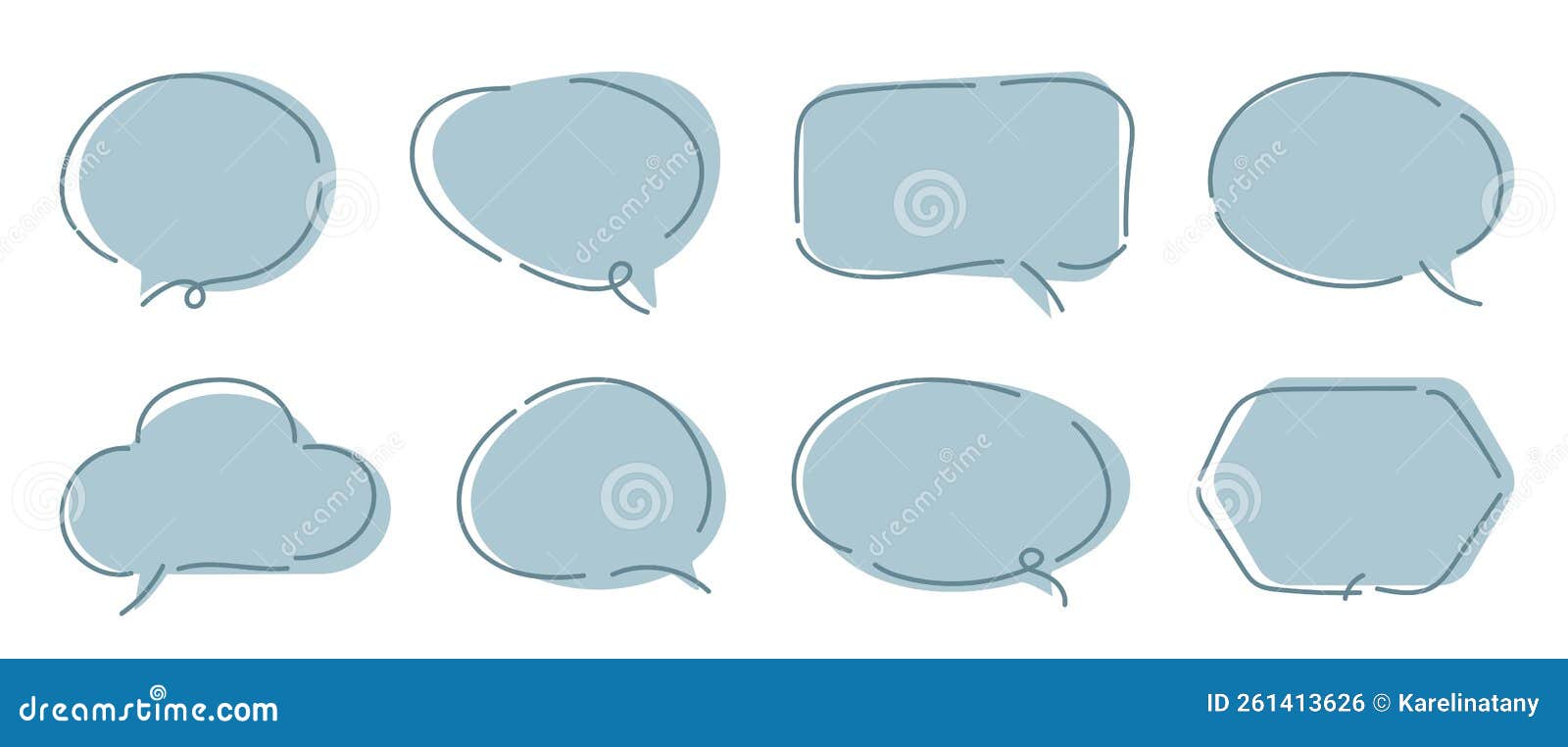  set of speech bubbles. dialog box icon, message template. white clouds for text, lettering. different  of