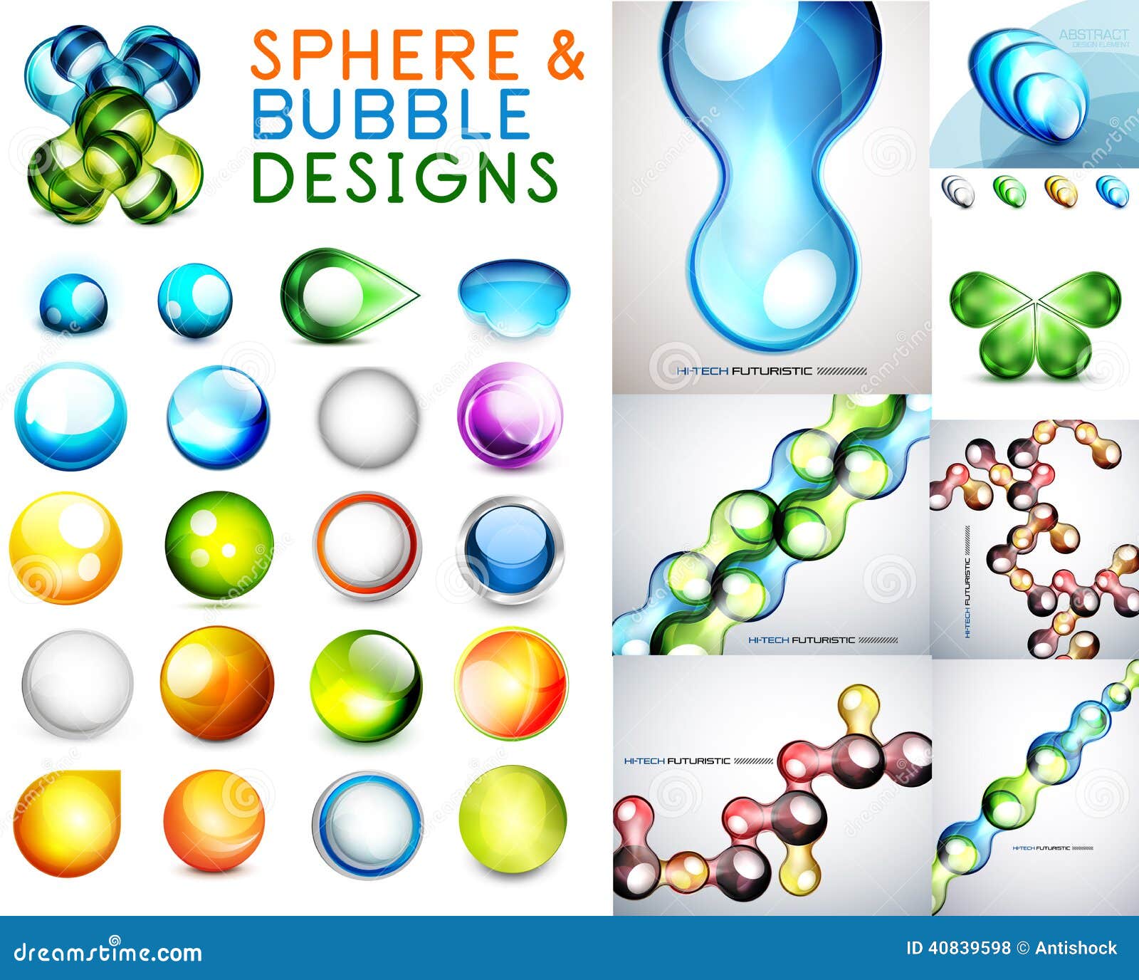Vector Set of Sphere and Bubble Designs Stock Vector Illustration of