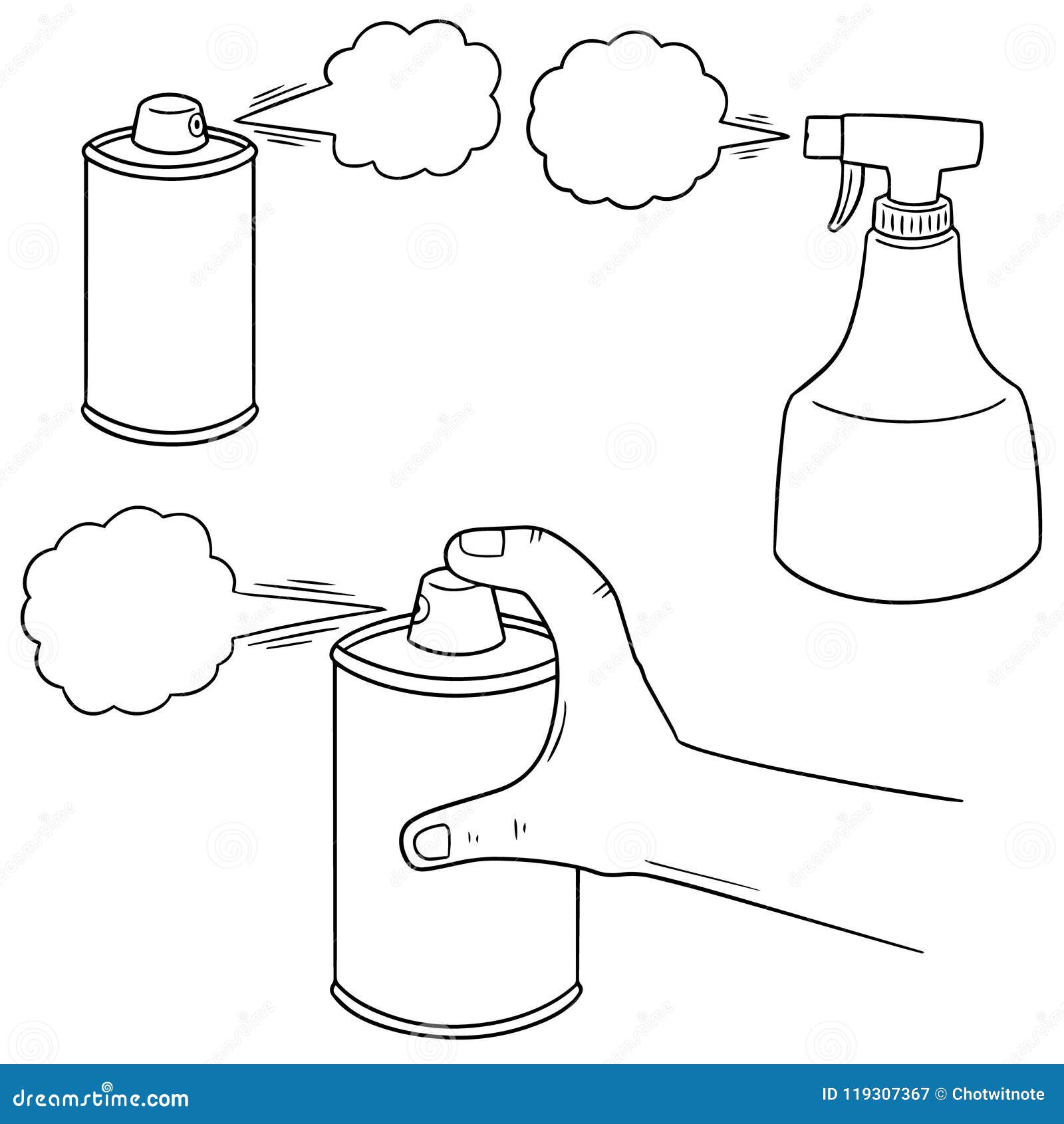 Vector Set of Spray Can and Bottle Stock Vector Illustration of drawn