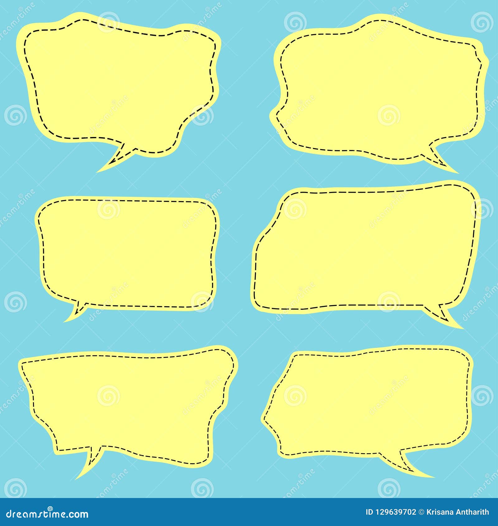 Vector Set of Stickers of Speech Bubbles. Blank Empty Speech Bub Stock