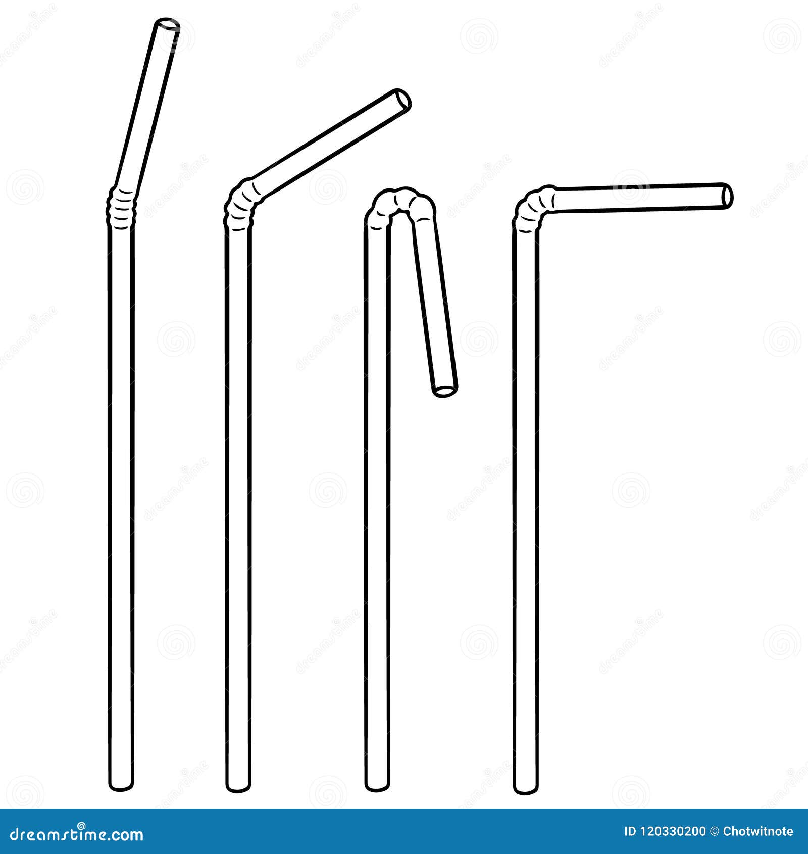 Vector set of straw stock vector. Illustration of pipe 120330200