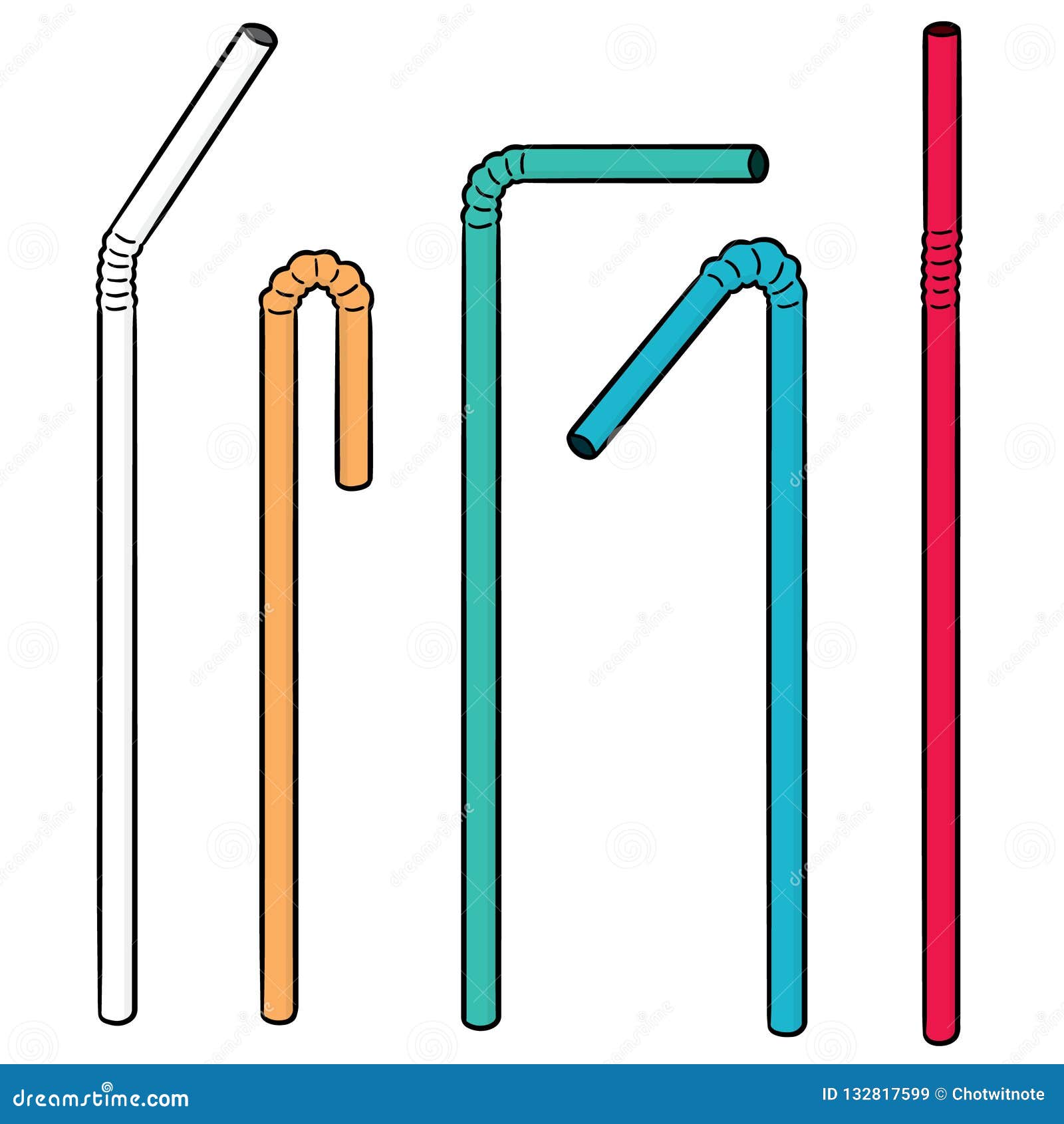 Vector set of straw stock vector. Illustration of illustrate - 132817599