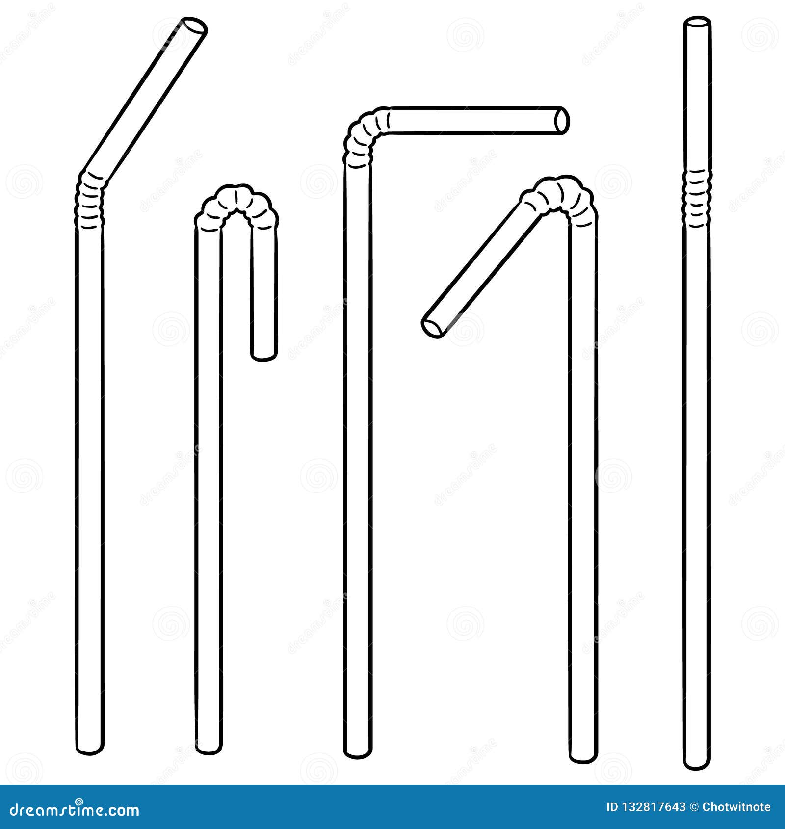 Vector set of straw stock vector. Illustration of decor 132817643