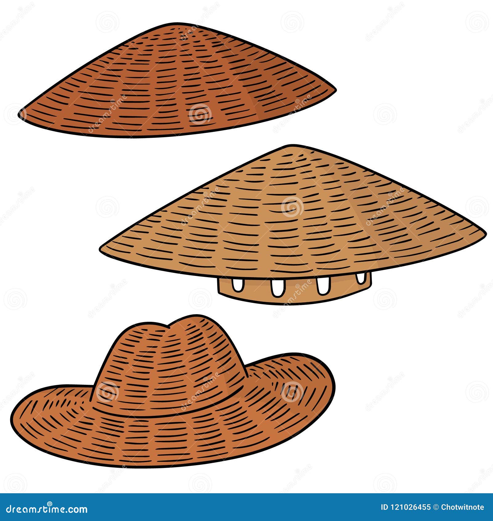 Vector set of straw hat stock vector. Illustration of object 121026455