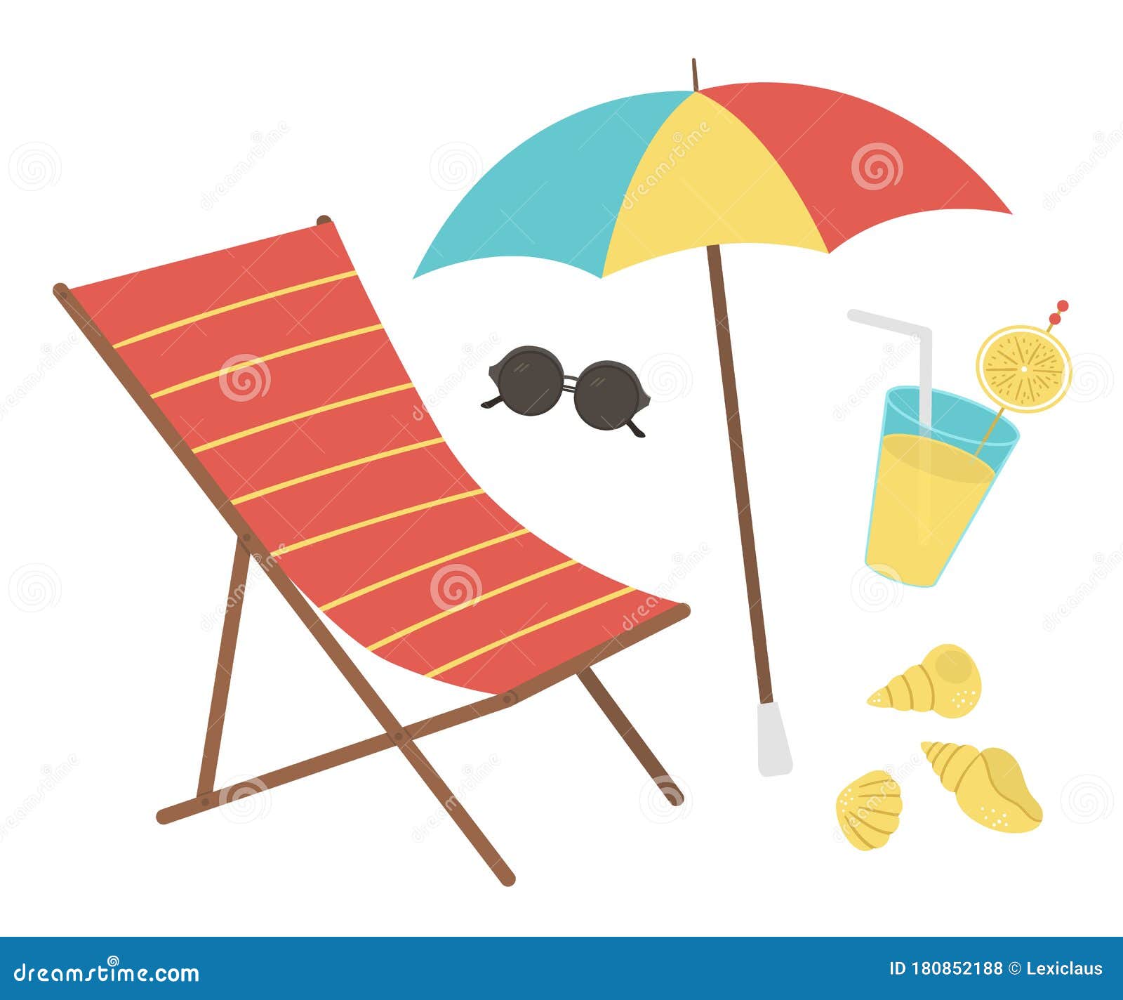 Vector Set of Summer Clipart Elements Isolated on White Background ...