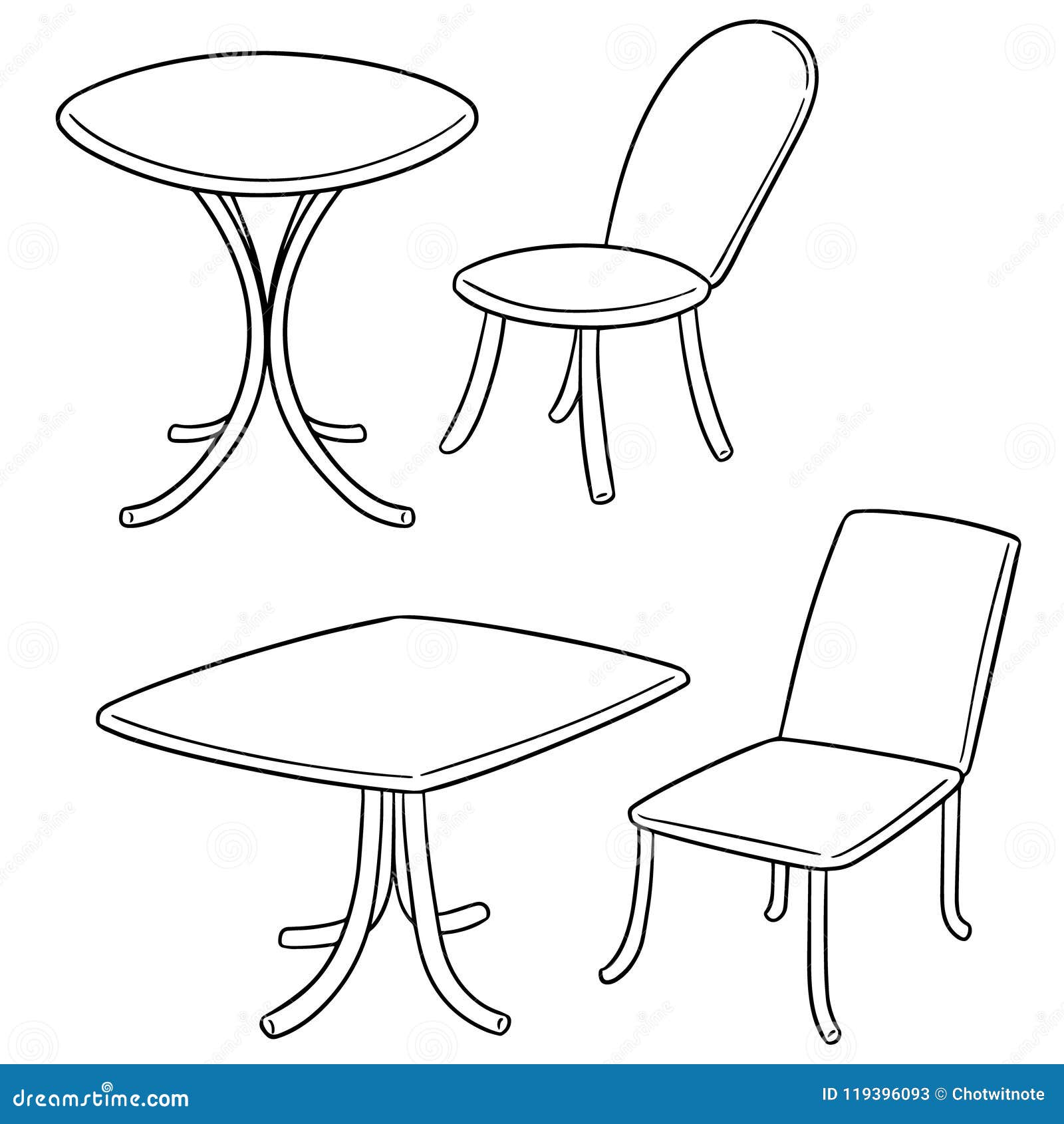 table and chair cartoon