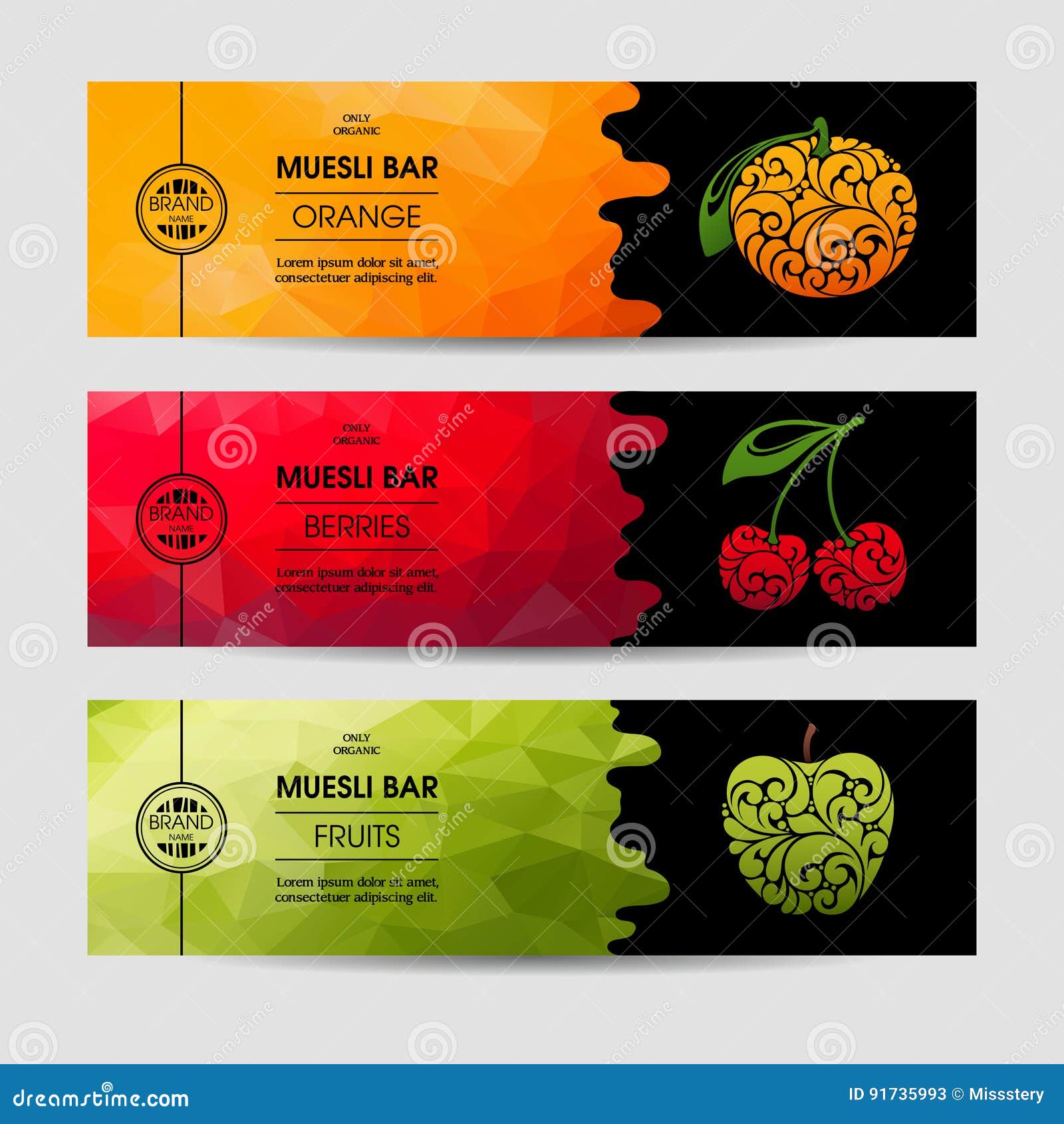  set of templates packaging muesli bar