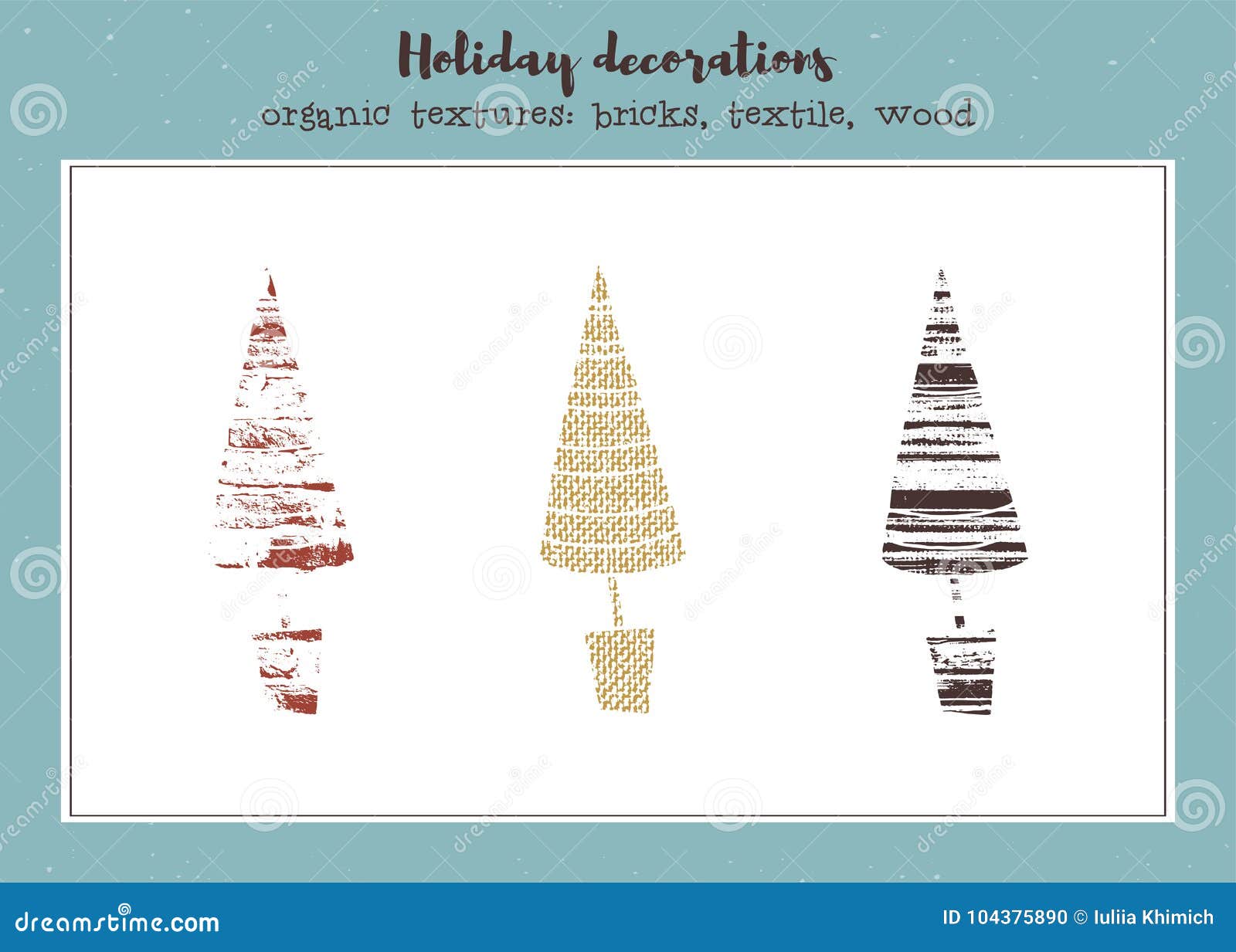 Vector set of textured Christmas trees