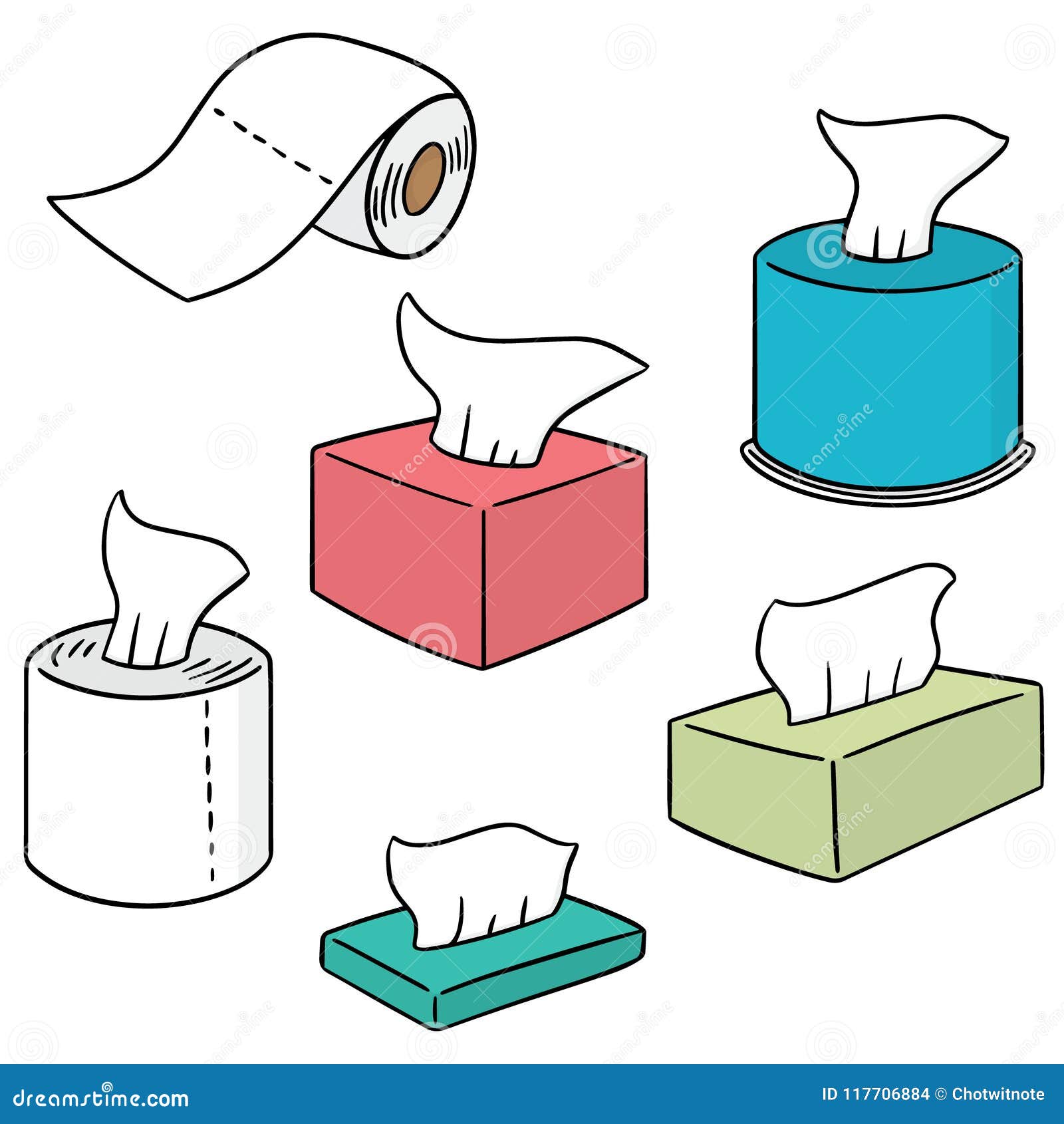 Vector set of tissue paper stock vector. Illustration of bathroom -  117706884