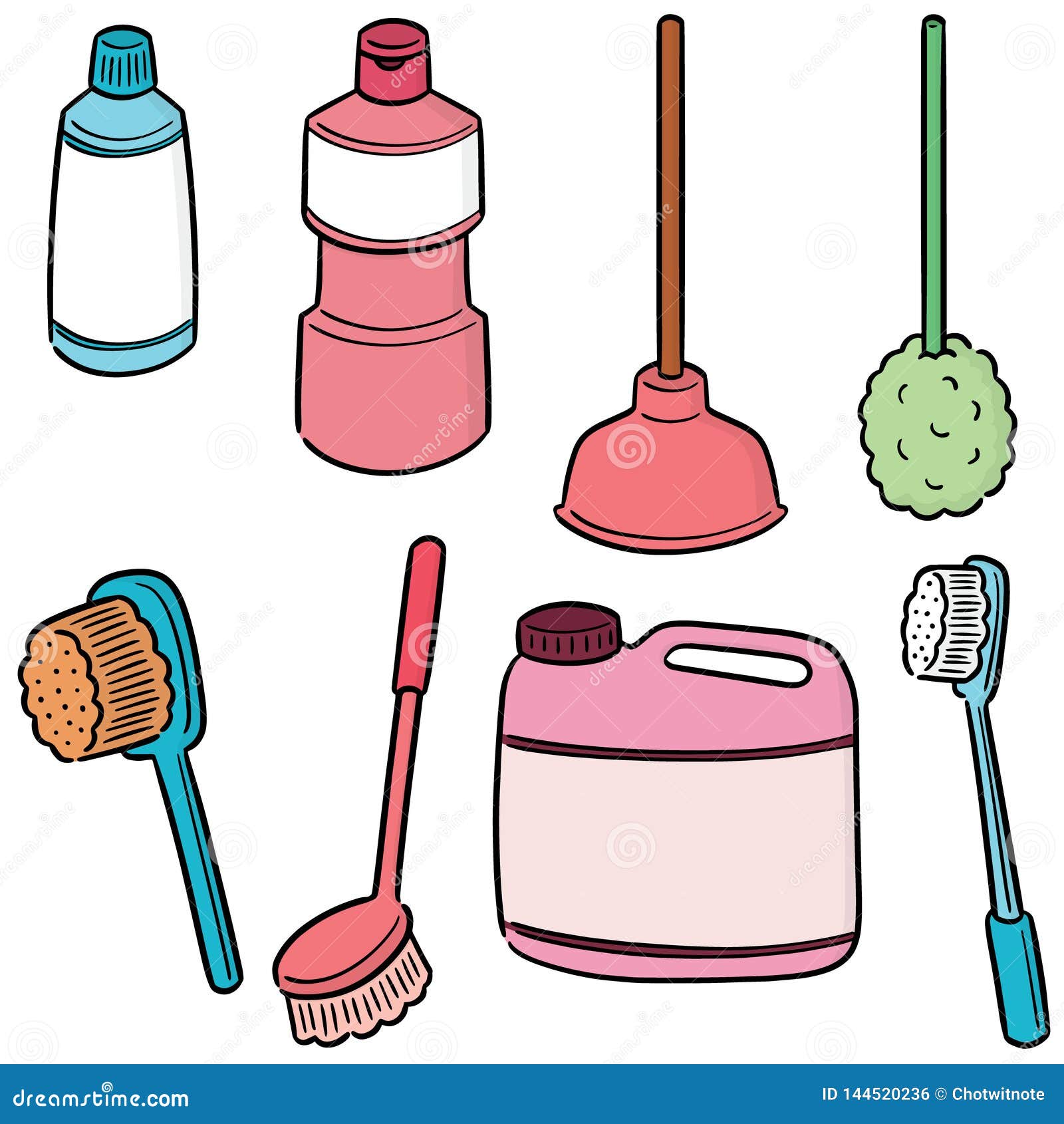 Vector Set of Toilet Cleaner Stock Vector Illustration of hand