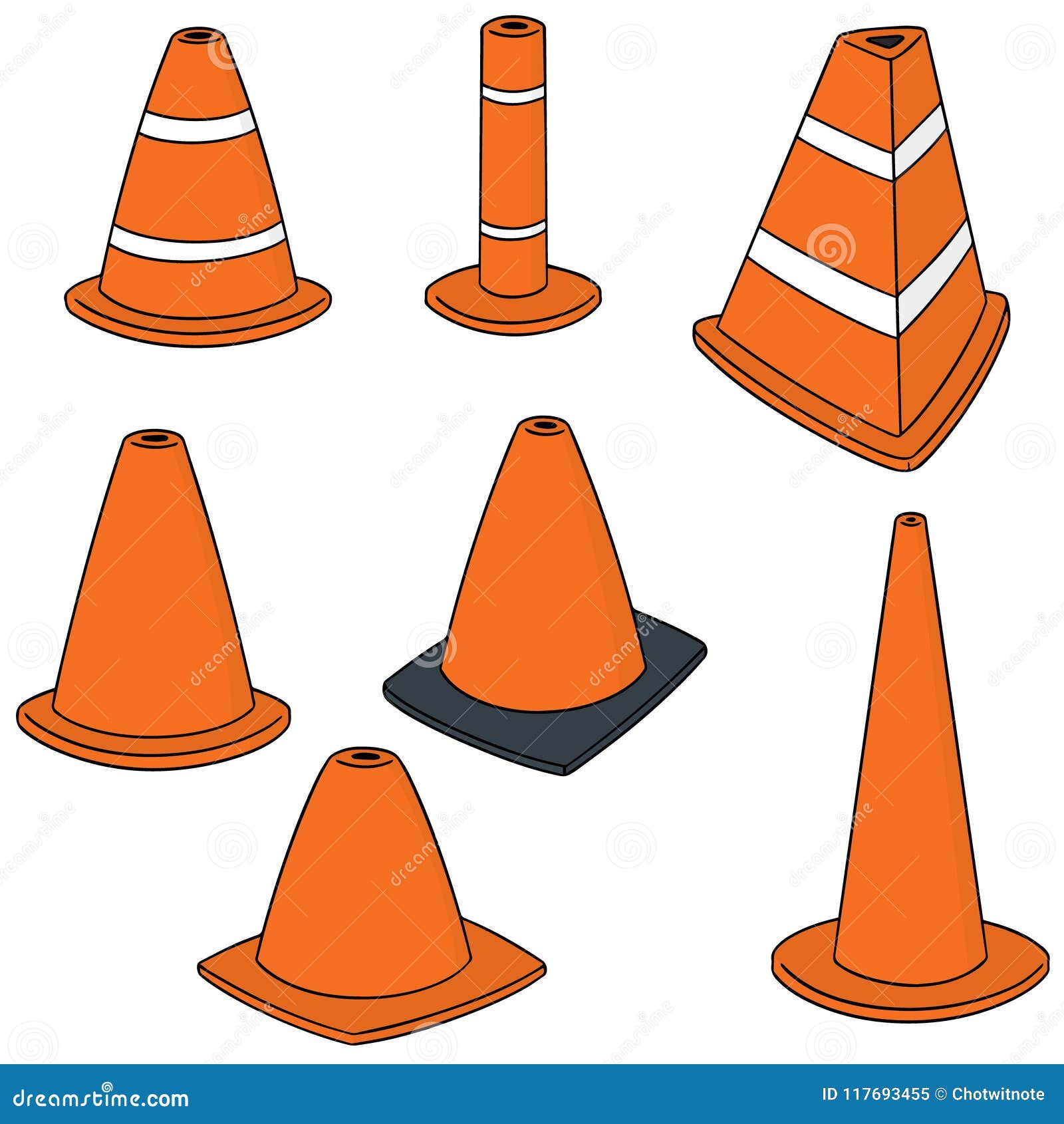 Vector set of traffic cone stock vector. Illustration of hand 117693455