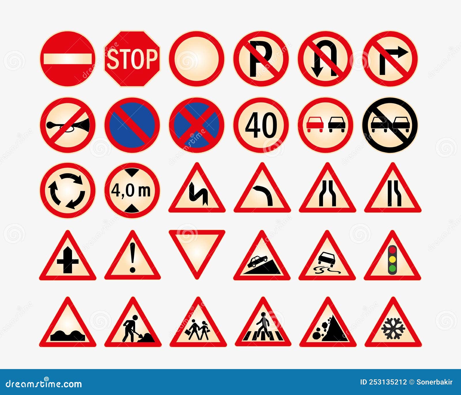Vector Set of Traffic and Road Signs Stock Vector Illustration of