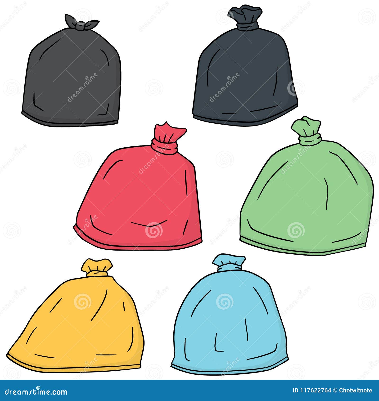 Vector set of trash bag stock vector. Illustration of object 117622764
