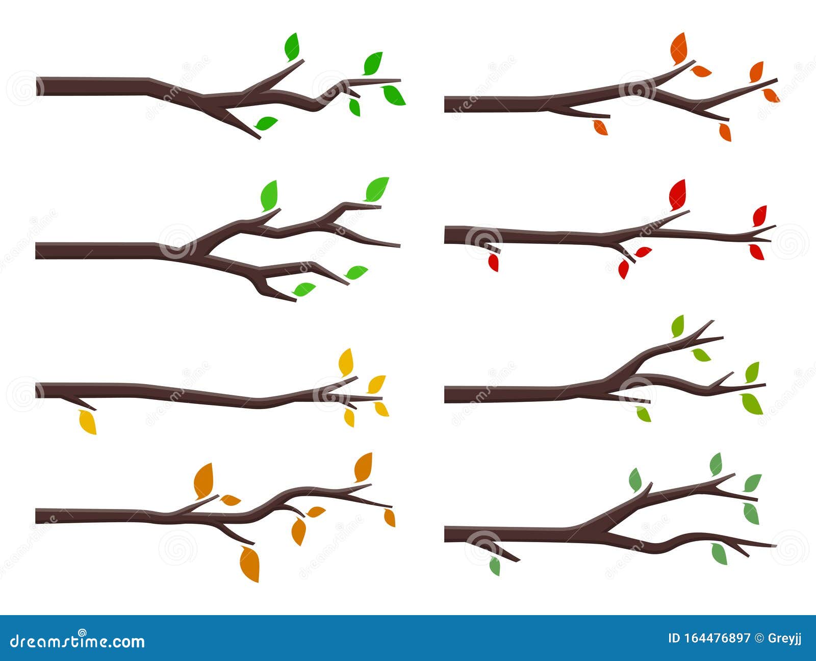 set of tree branches in flat style