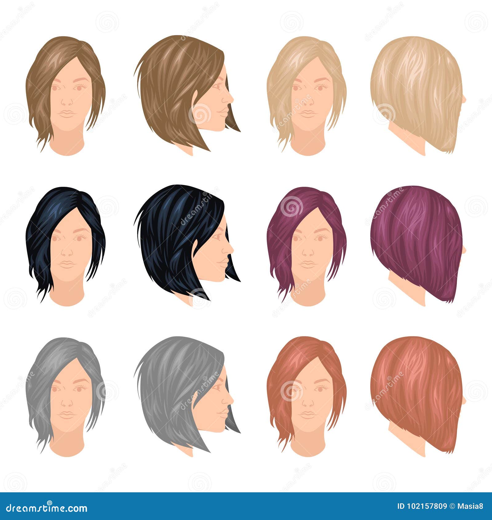 trendy woman hairstyles stock illustration illustration of gray