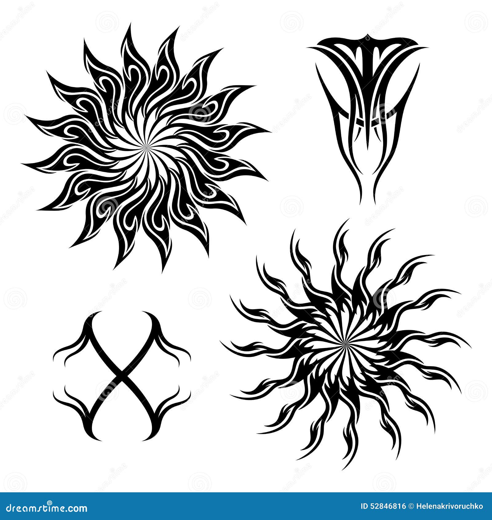 Vector Set of Tribal Tattoo Stock Vector - Illustration of curve, logo ...