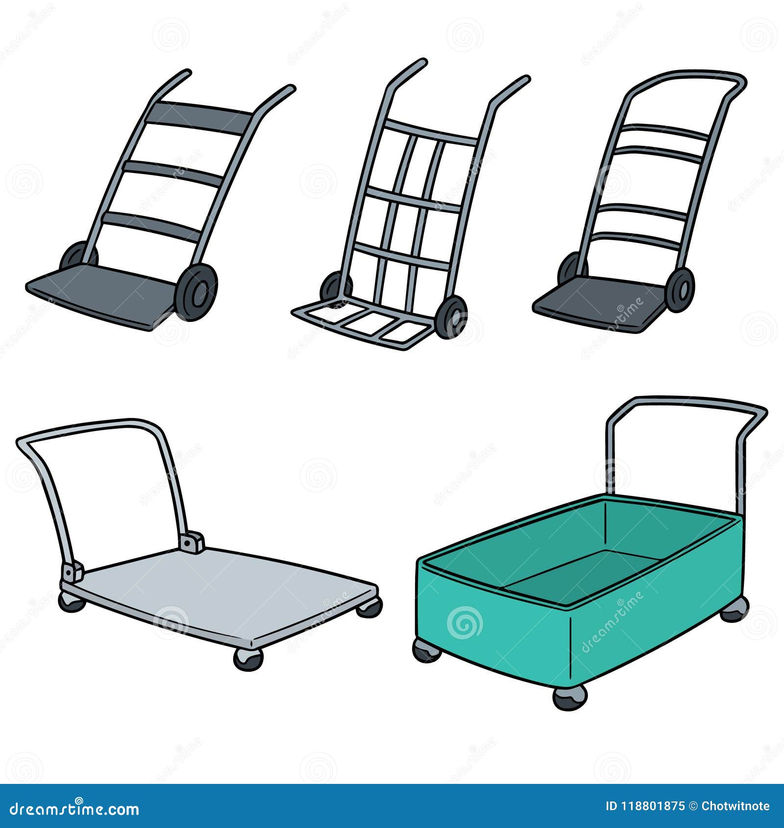 Vector set of trolleys stock vector. Illustration of element 118801875