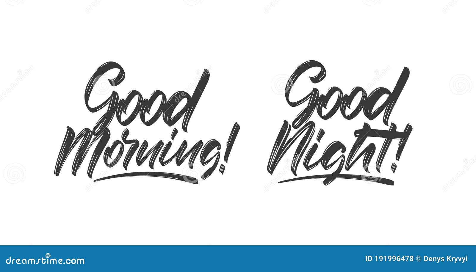 Vector Set of Two Handwritten Brush Type Lettring of Good Morning and ...