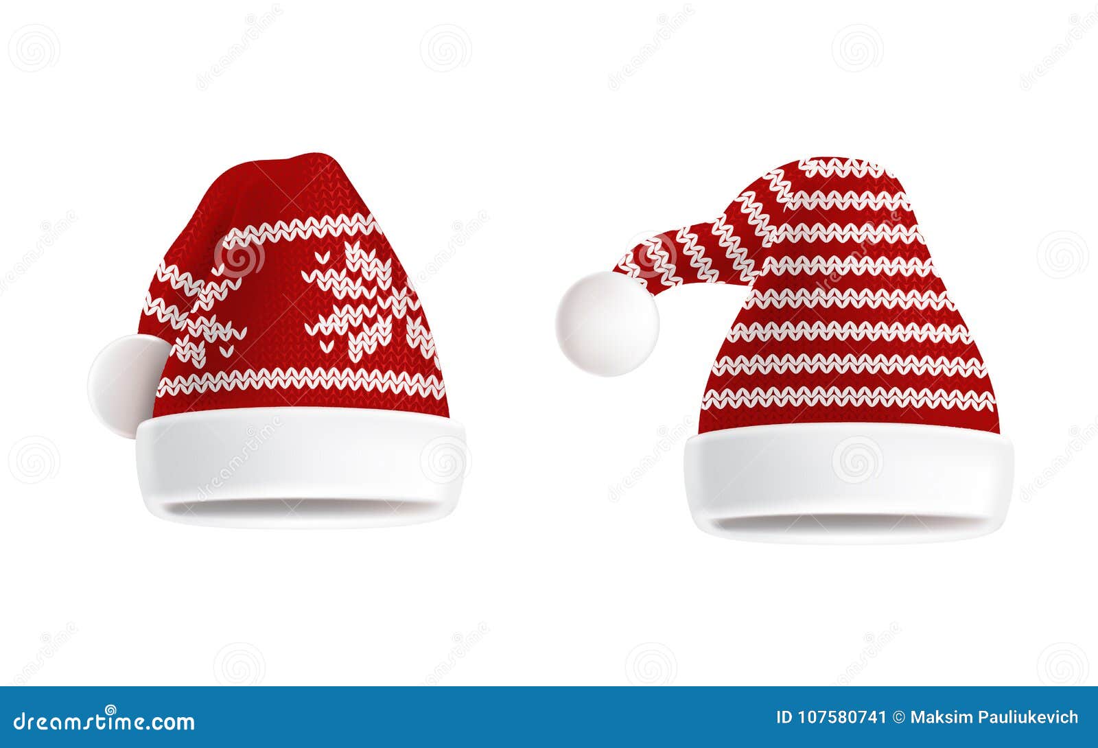  set of two knitted santa hats with pattern